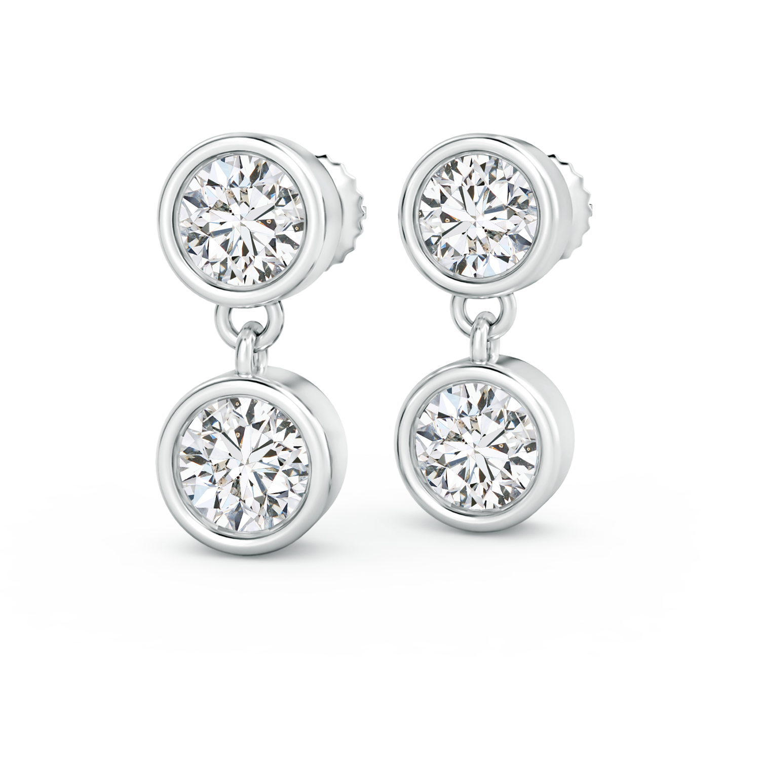Two Stone Lab Grown Diamond Dangle Earrings