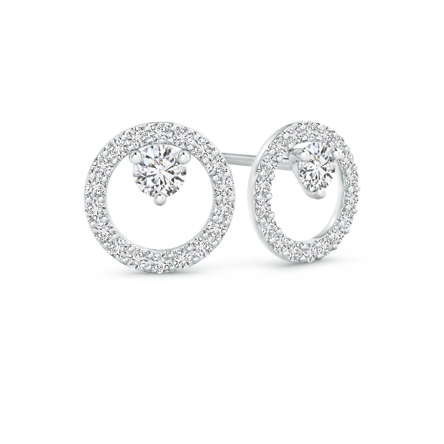 Floating Lab Grown Diamond Circle Stud Earrings