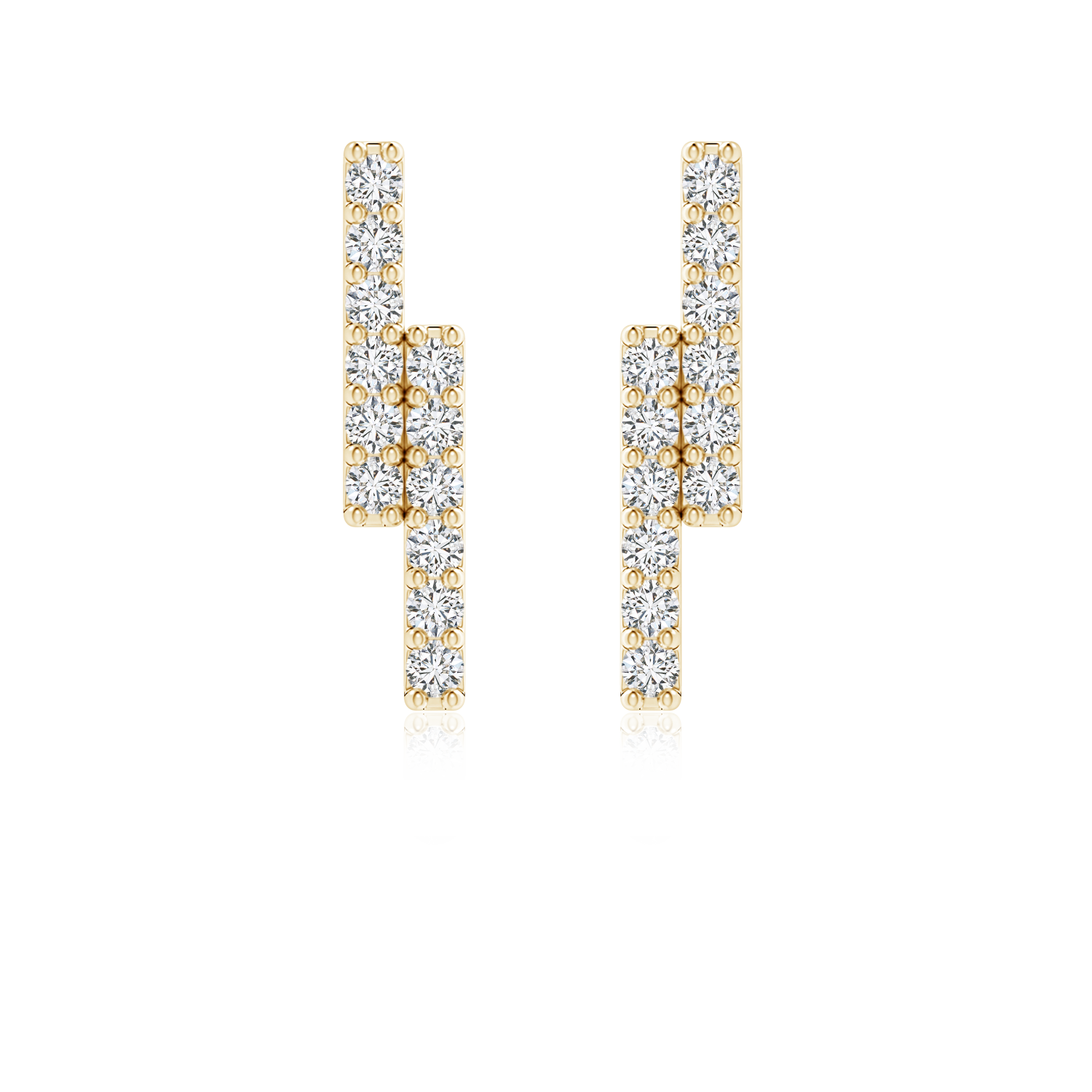 Lab Grown Diamond Double Uneven Bar Stud Earrings