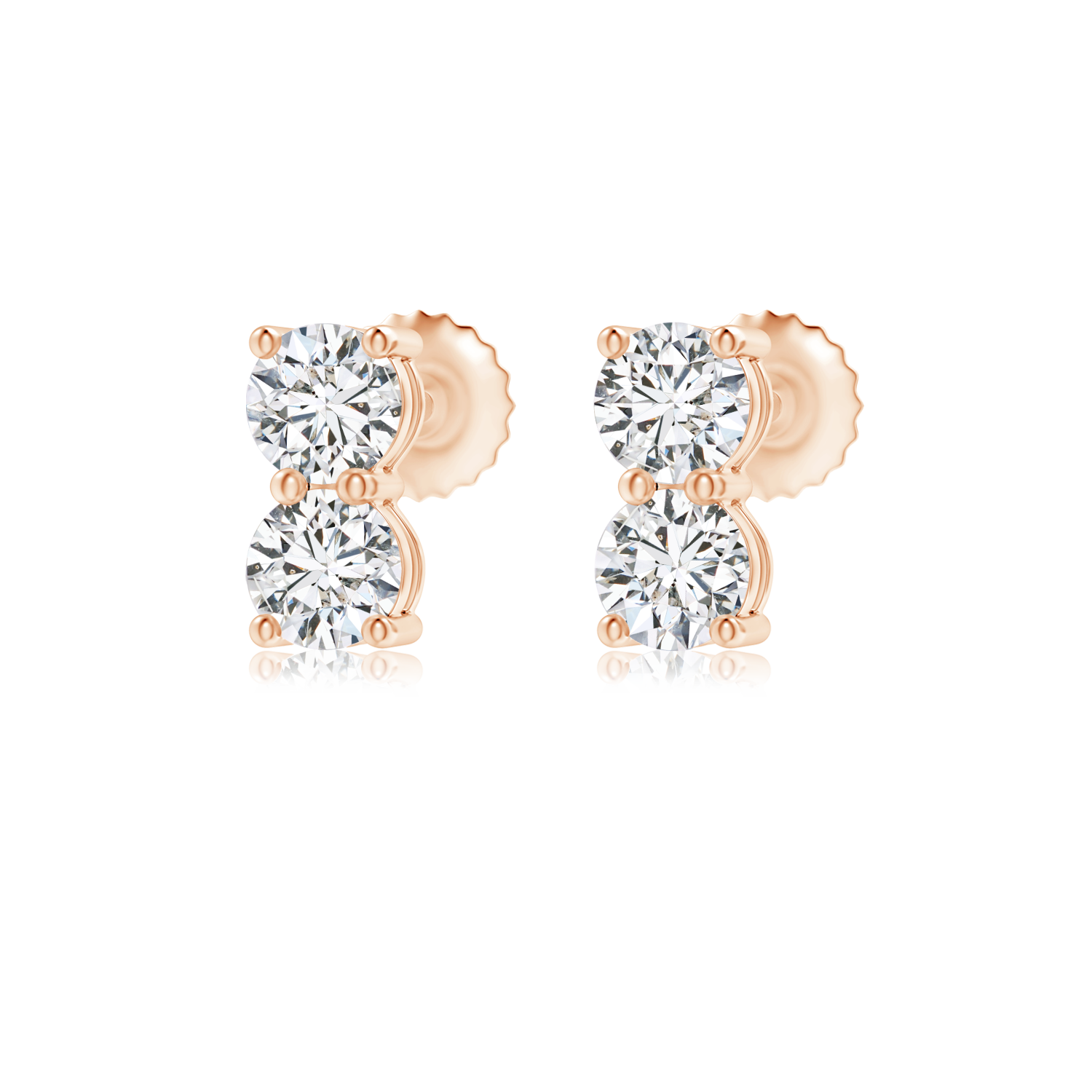 Round Lab Grown Double Diamond Stud Earrings