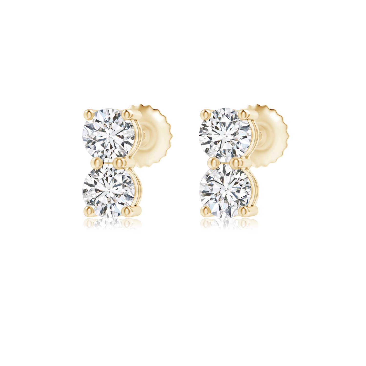 Round Lab Grown Double Diamond Stud Earrings