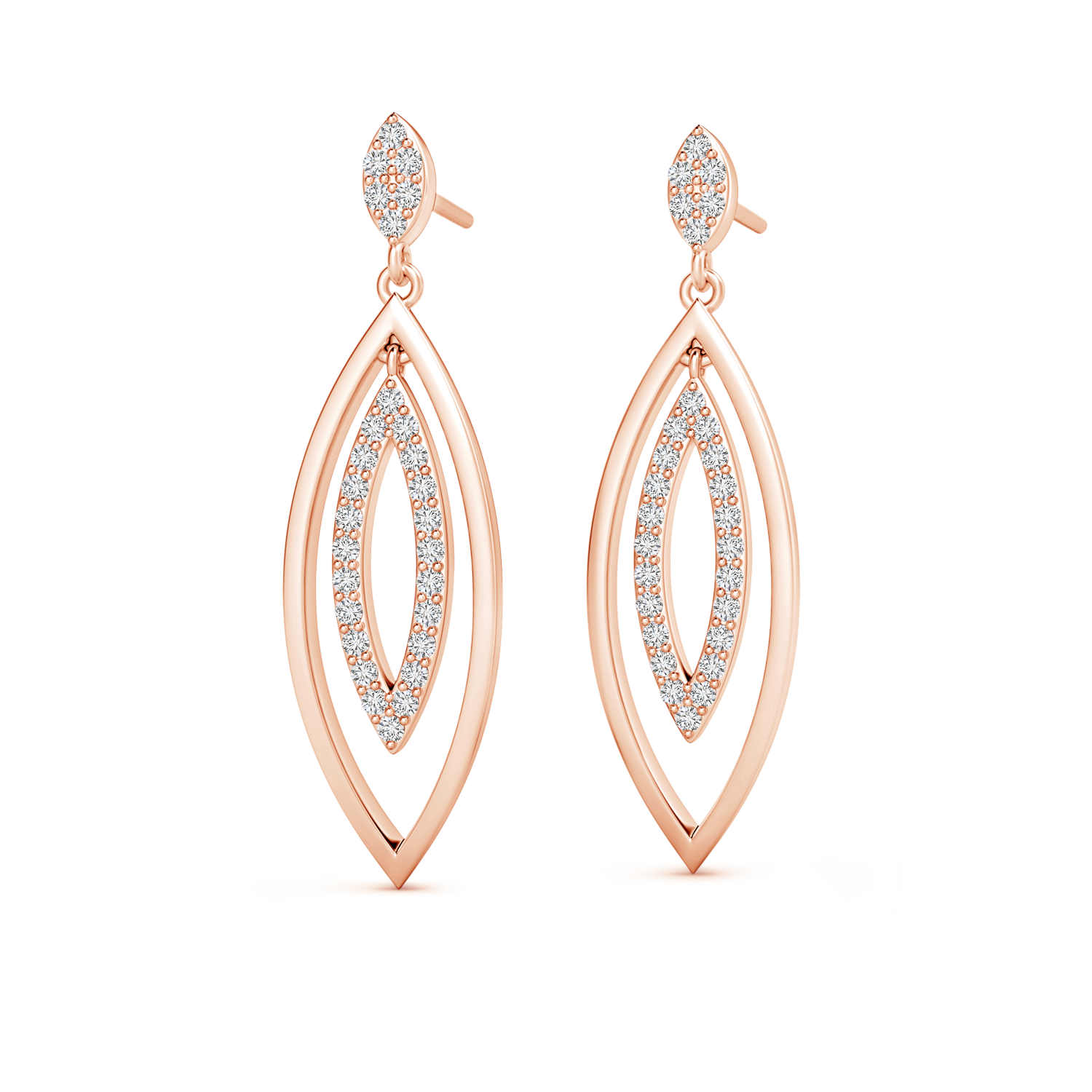 Lab Grown Diamond Elongated Double Marquise Drop Earrings