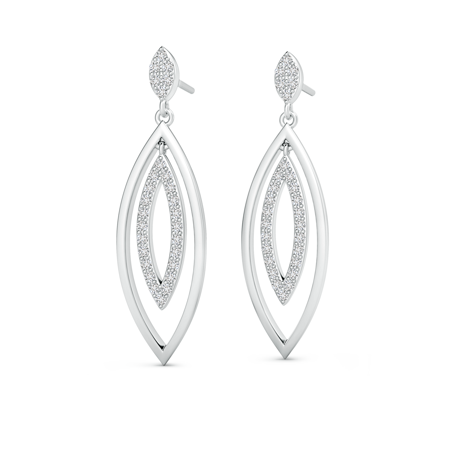 Lab Grown Diamond Elongated Double Marquise Drop Earrings