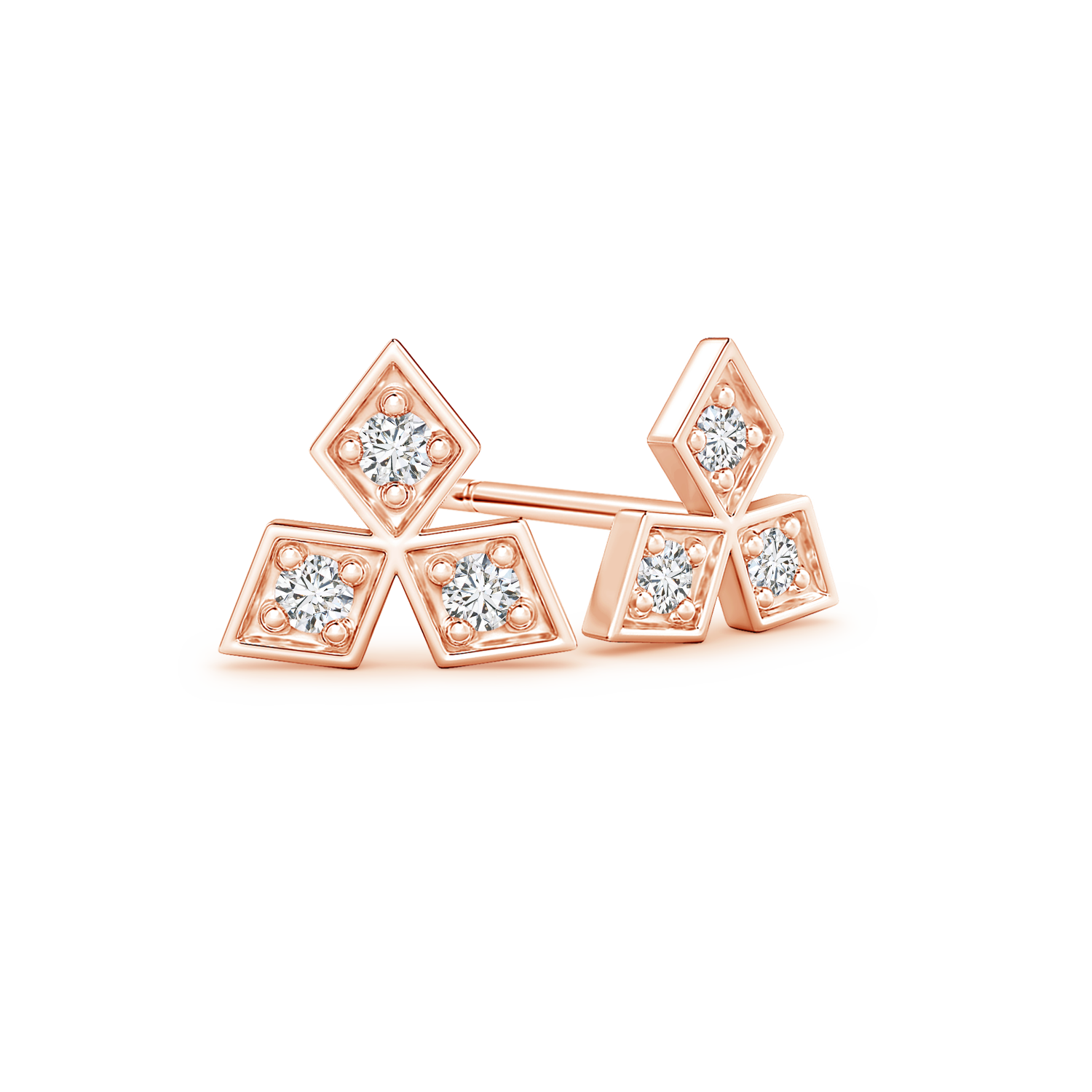 Pave Set Lab Grown Diamond Geometric Stud Earrings