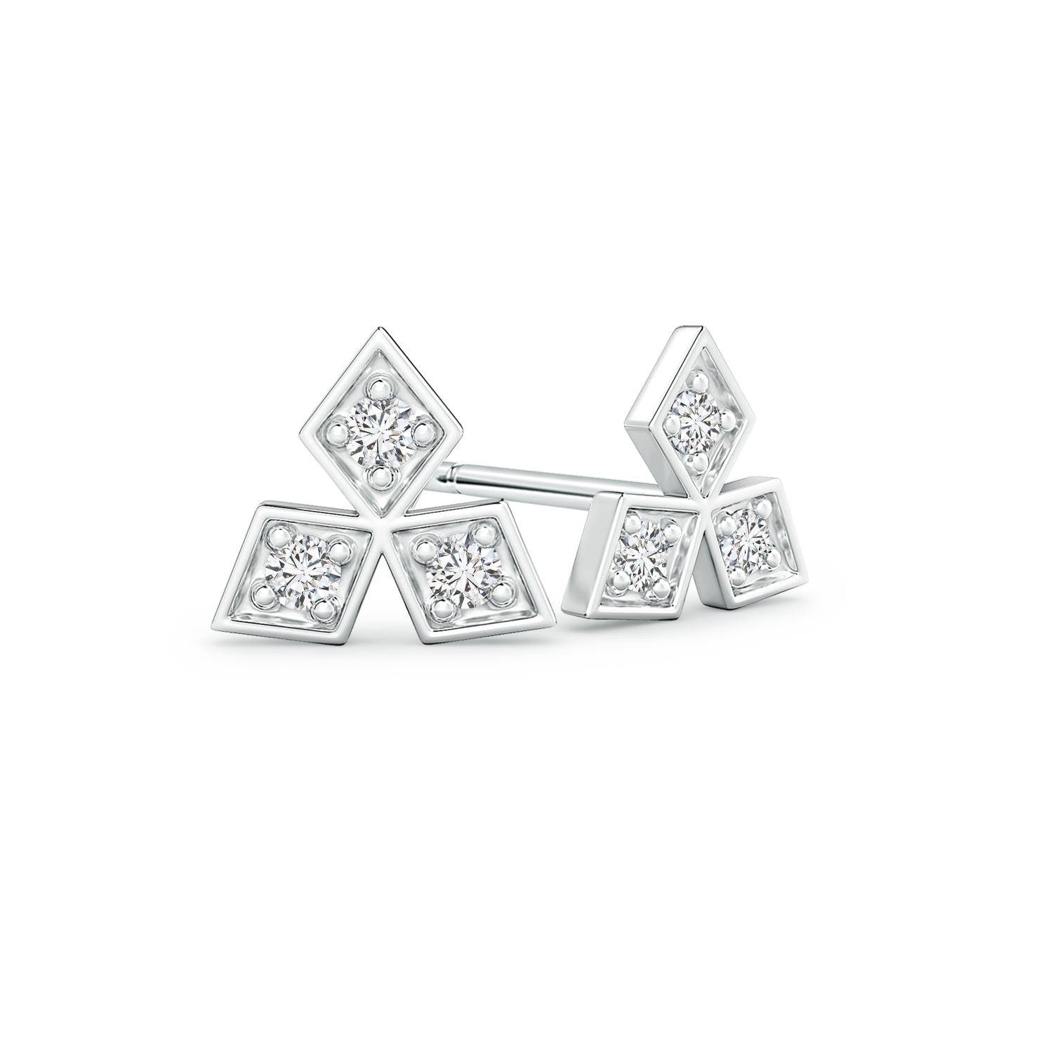 Pave Set Lab Grown Diamond Geometric Stud Earrings