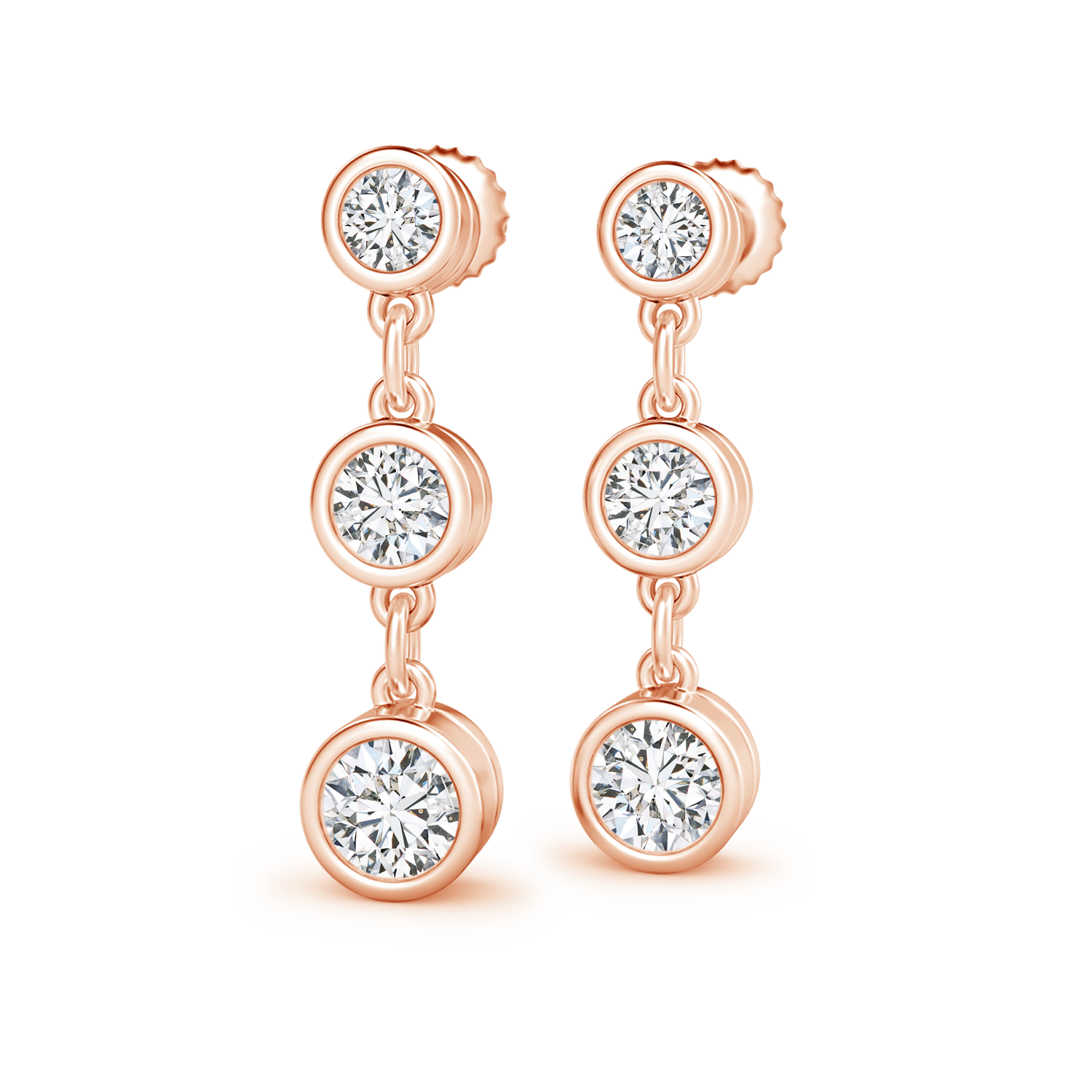 Three Stone Lab Grown Diamond Drop Earrings