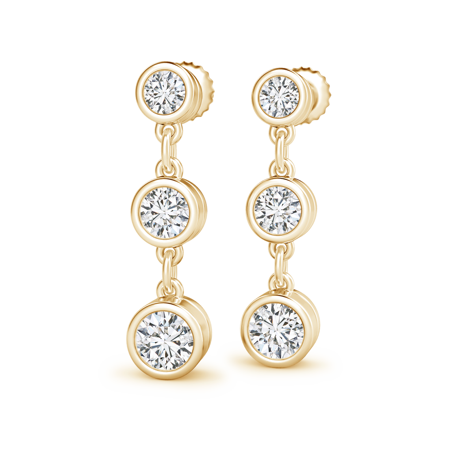 Three Stone Lab Grown Diamond Drop Earrings