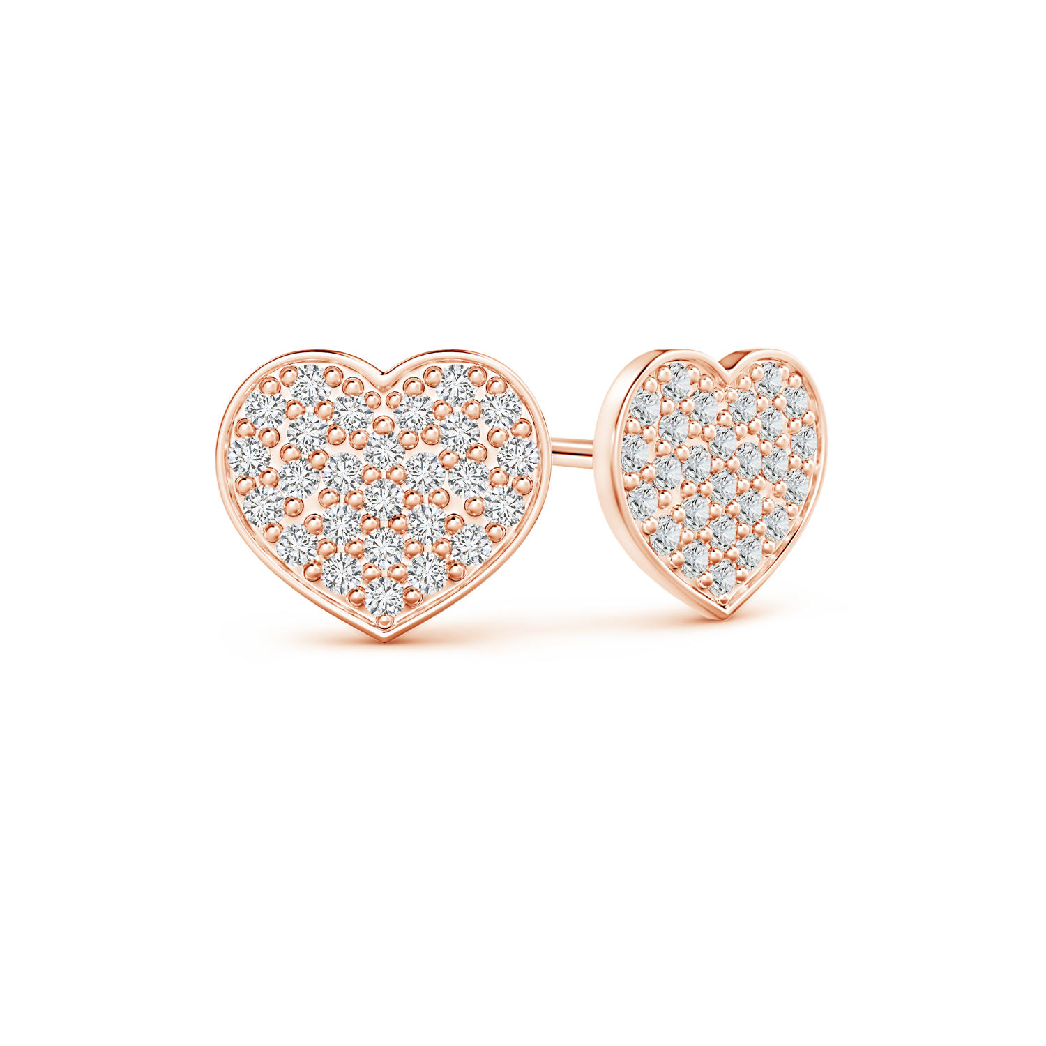 Pave Set Lab Grown Diamond Heart Stud Earrings