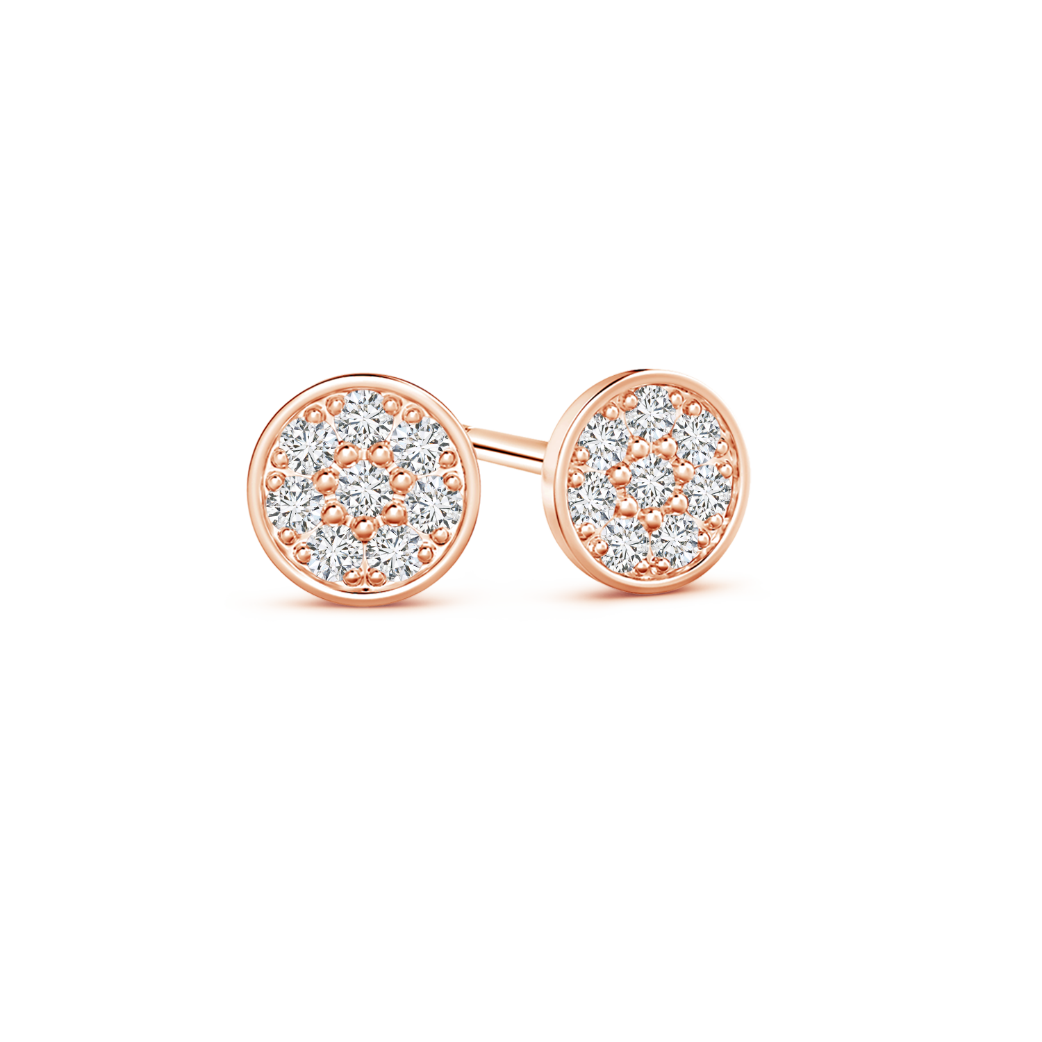 Pave Set Lab Grown Diamond Circular Stud Earrings