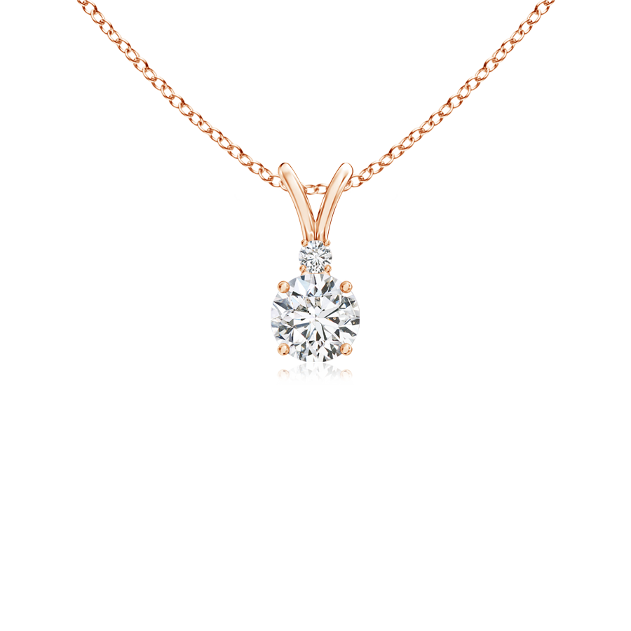 V-Bale Round Lab Grown Diamond Solitaire Pendant