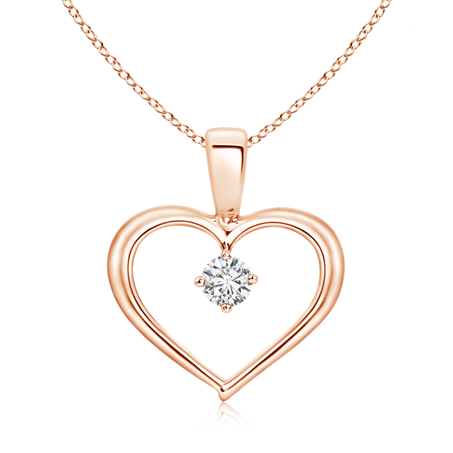 Solitaire Round Lab Grown Diamond Open Heart Pendant