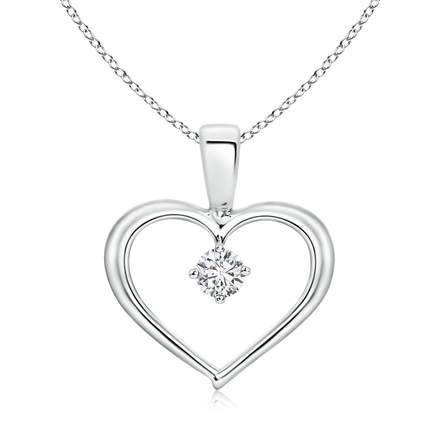 Solitaire Round Lab Grown Diamond Open Heart Pendant