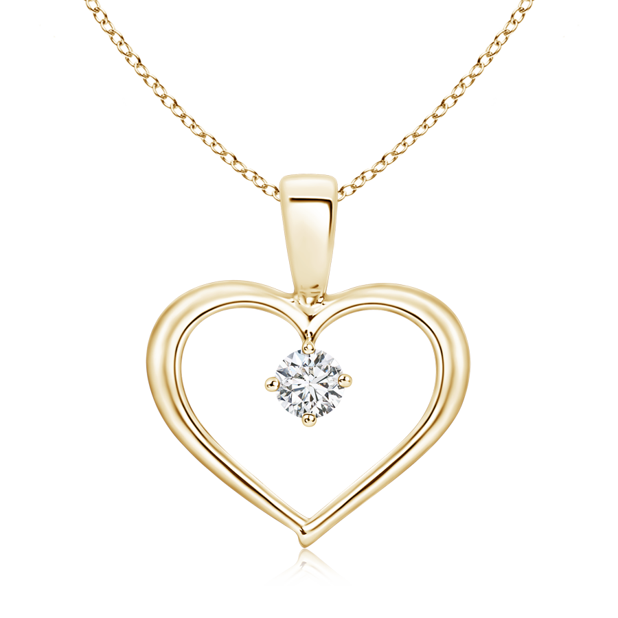 Solitaire Round Lab Grown Diamond Open Heart Pendant