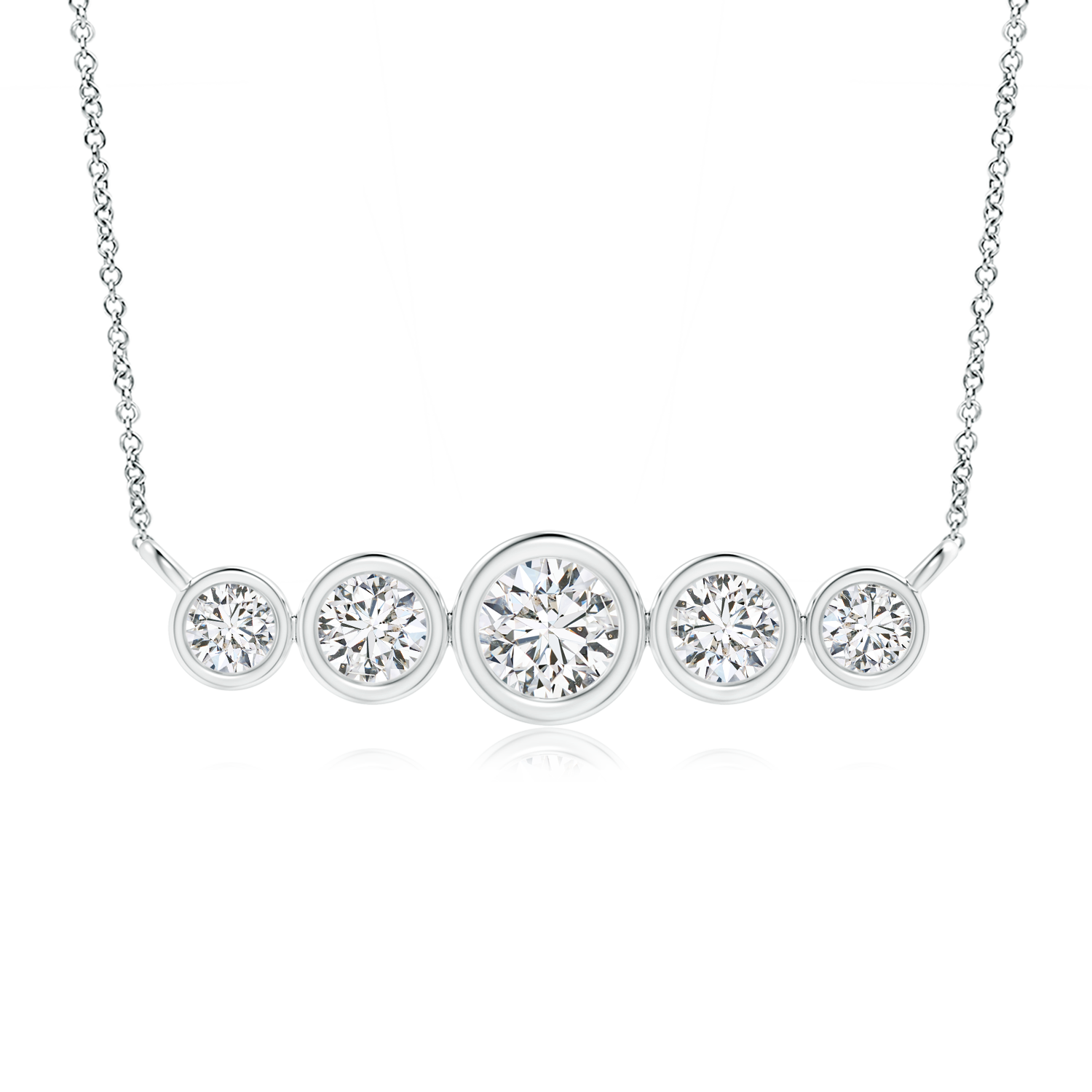 Five Stone Bezel-Set Lab Grown Diamond Trapeze Necklace