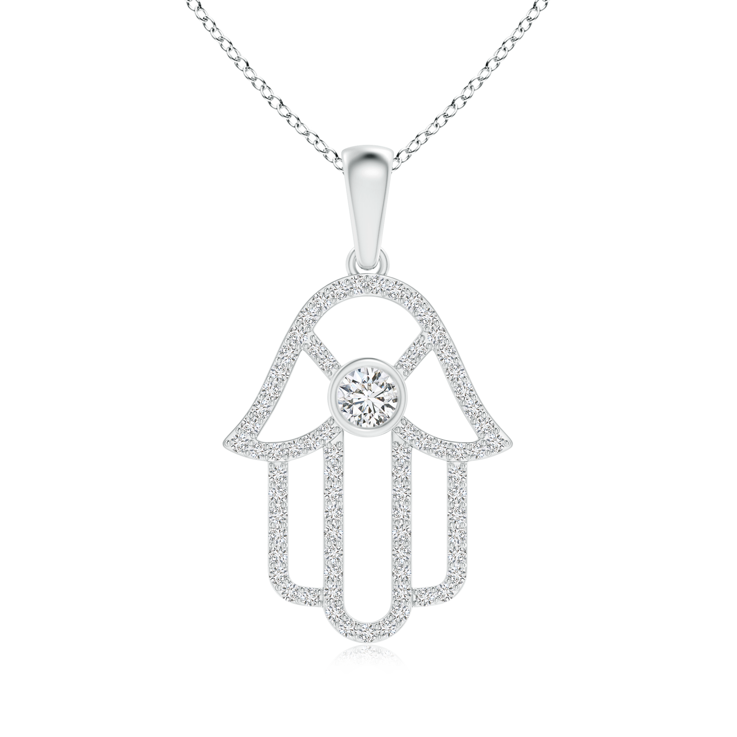  Lab Grown Diamond Hamsa Hand Necklace