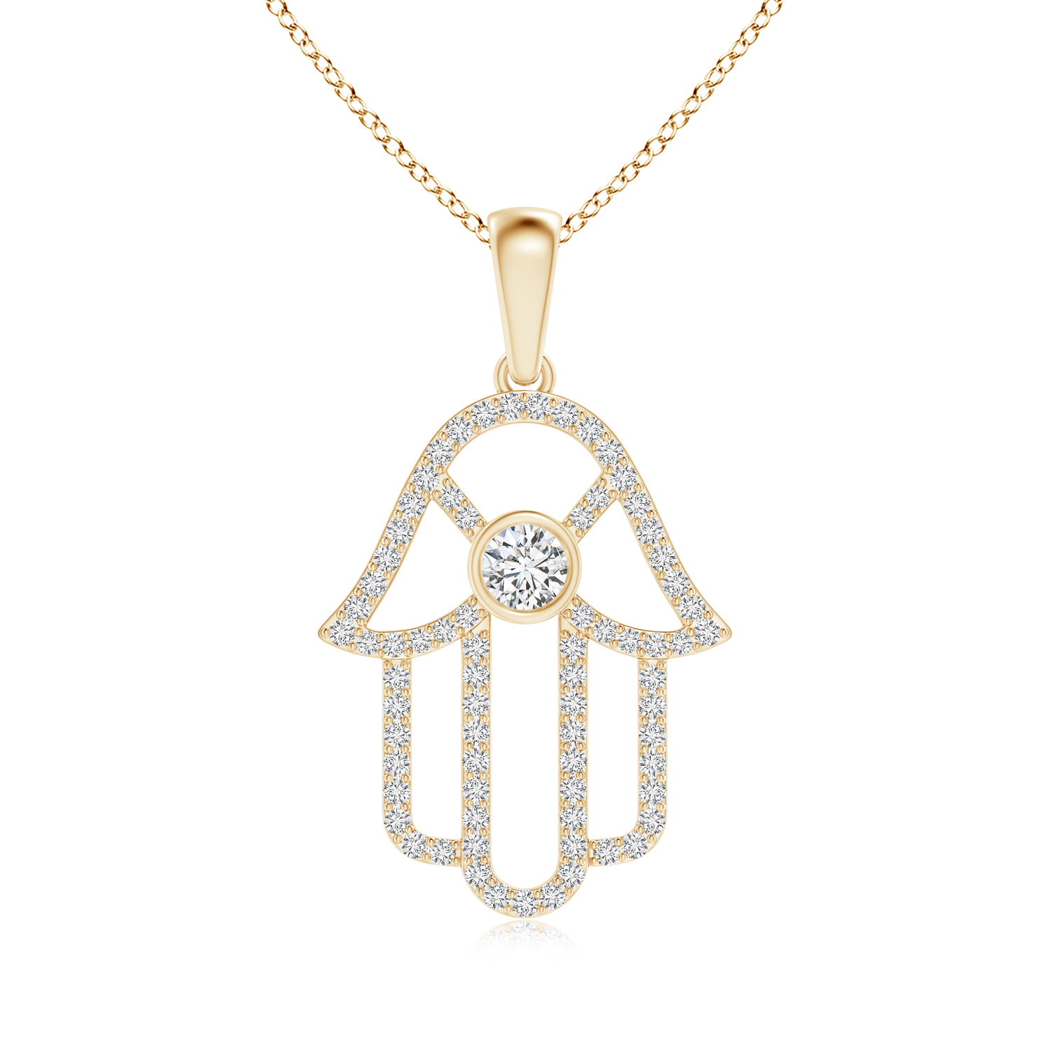  Lab Grown Diamond Hamsa Hand Necklace