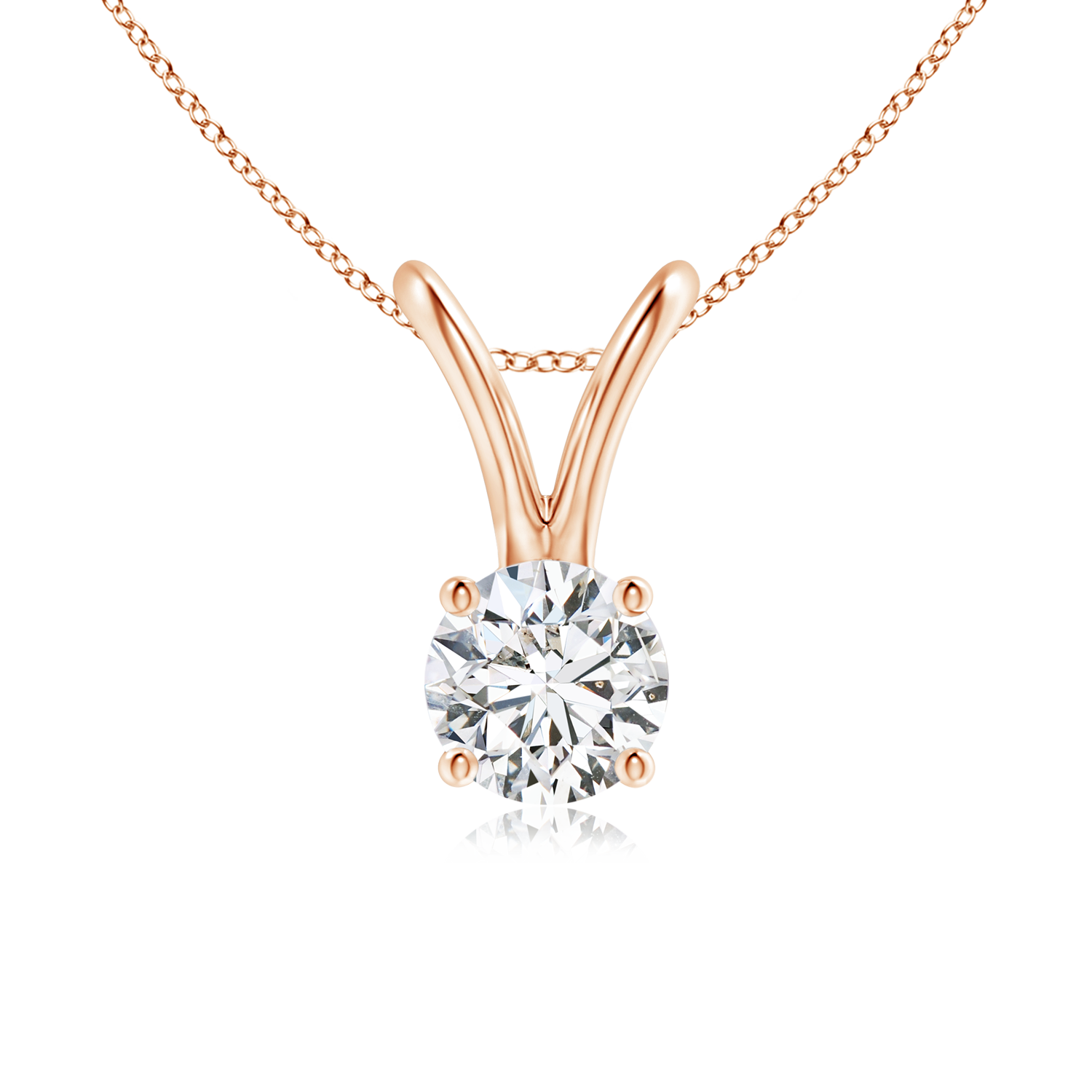 Round Lab Grown Diamond Solitaire Pendant with V-bale