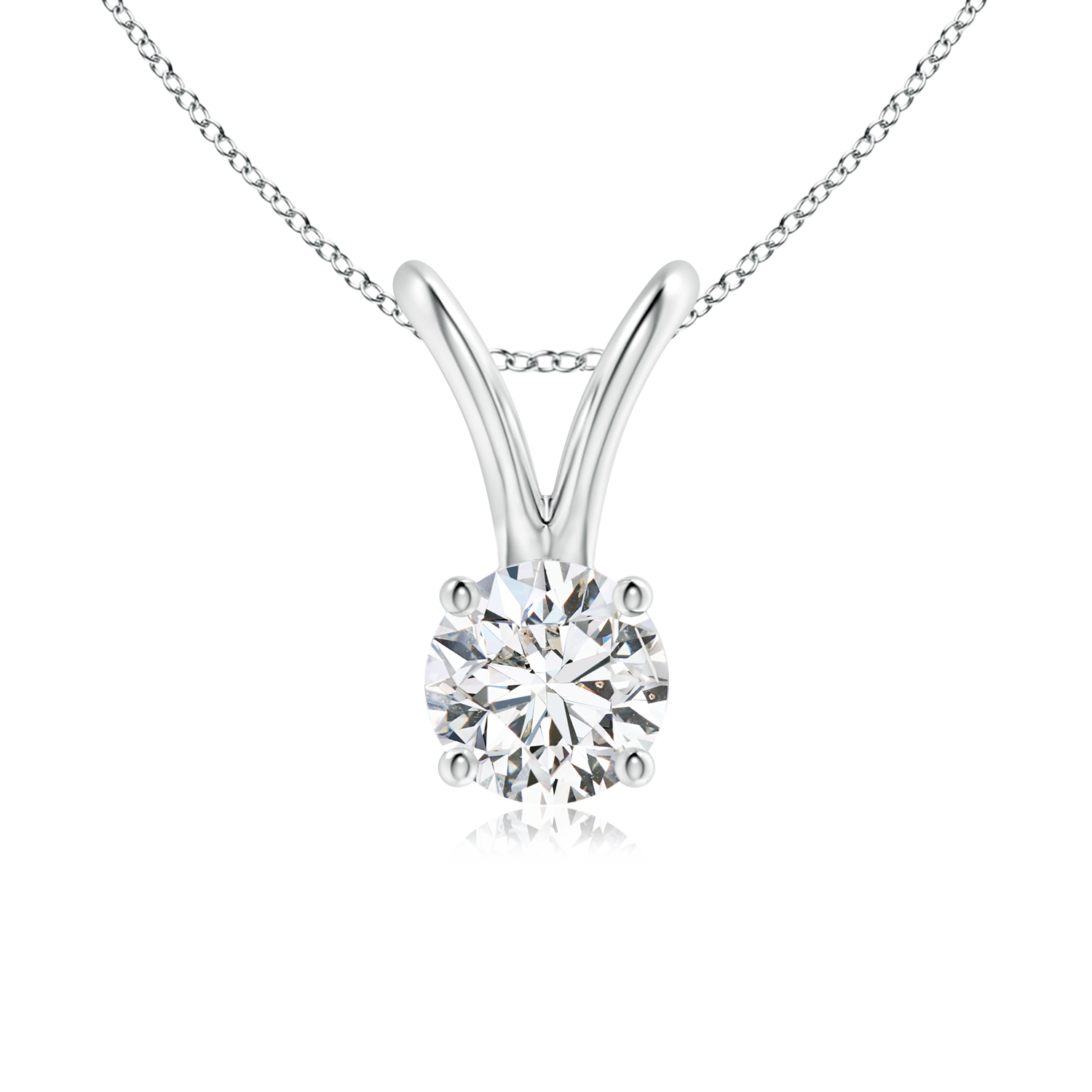 Round Lab Grown Diamond Solitaire Pendant with V-bale