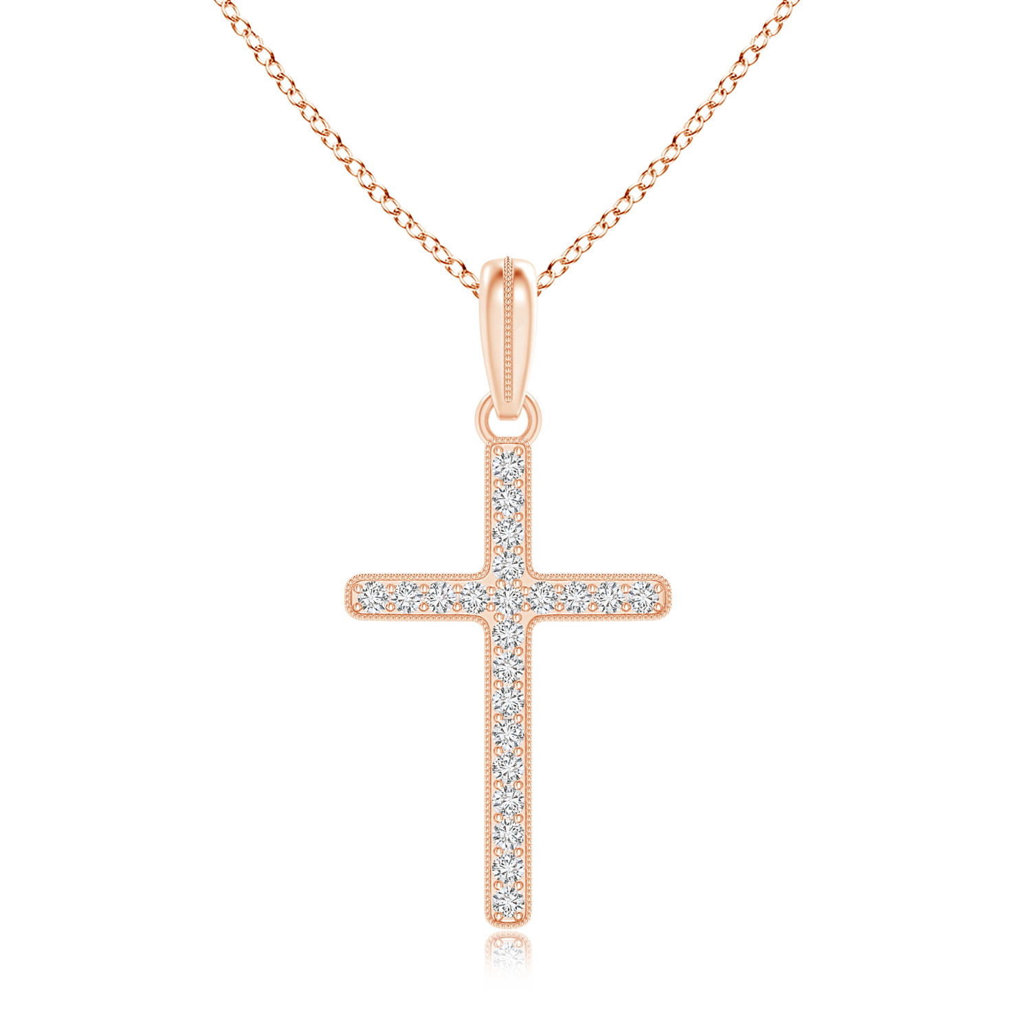 Lab Grown Diamond Latin Cross Necklace with Milgrain