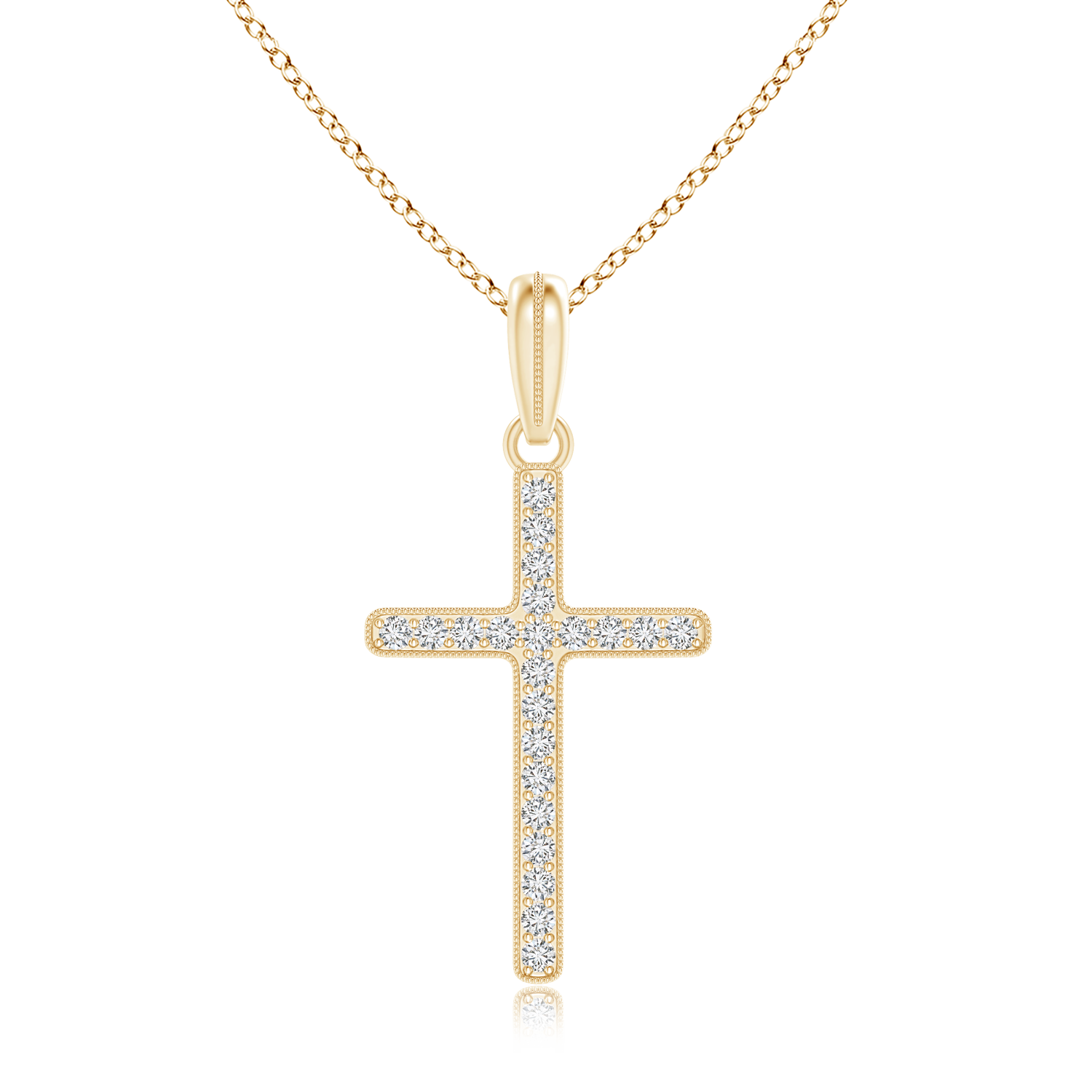 Lab Grown Diamond Latin Cross Necklace with Milgrain