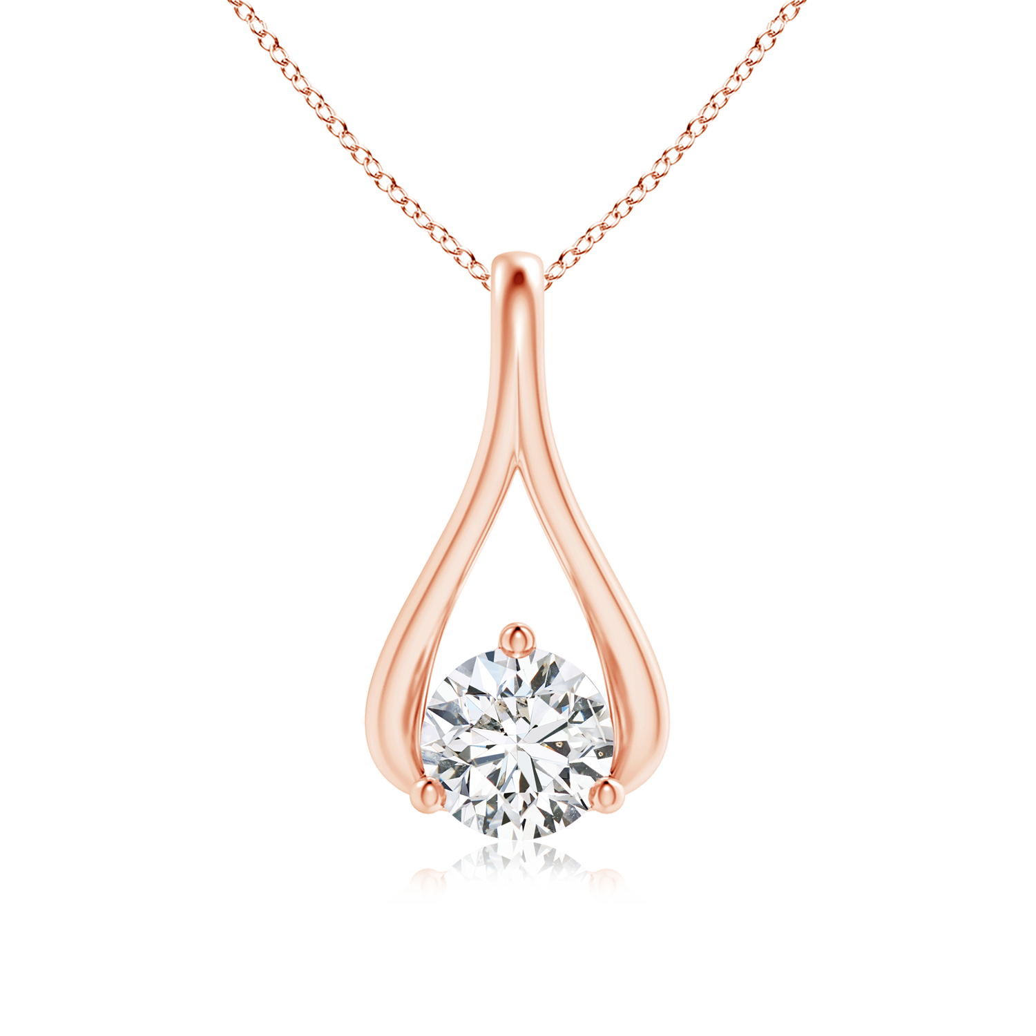 Solitaire Lab Grown Diamond Wishbone Drop Pendant