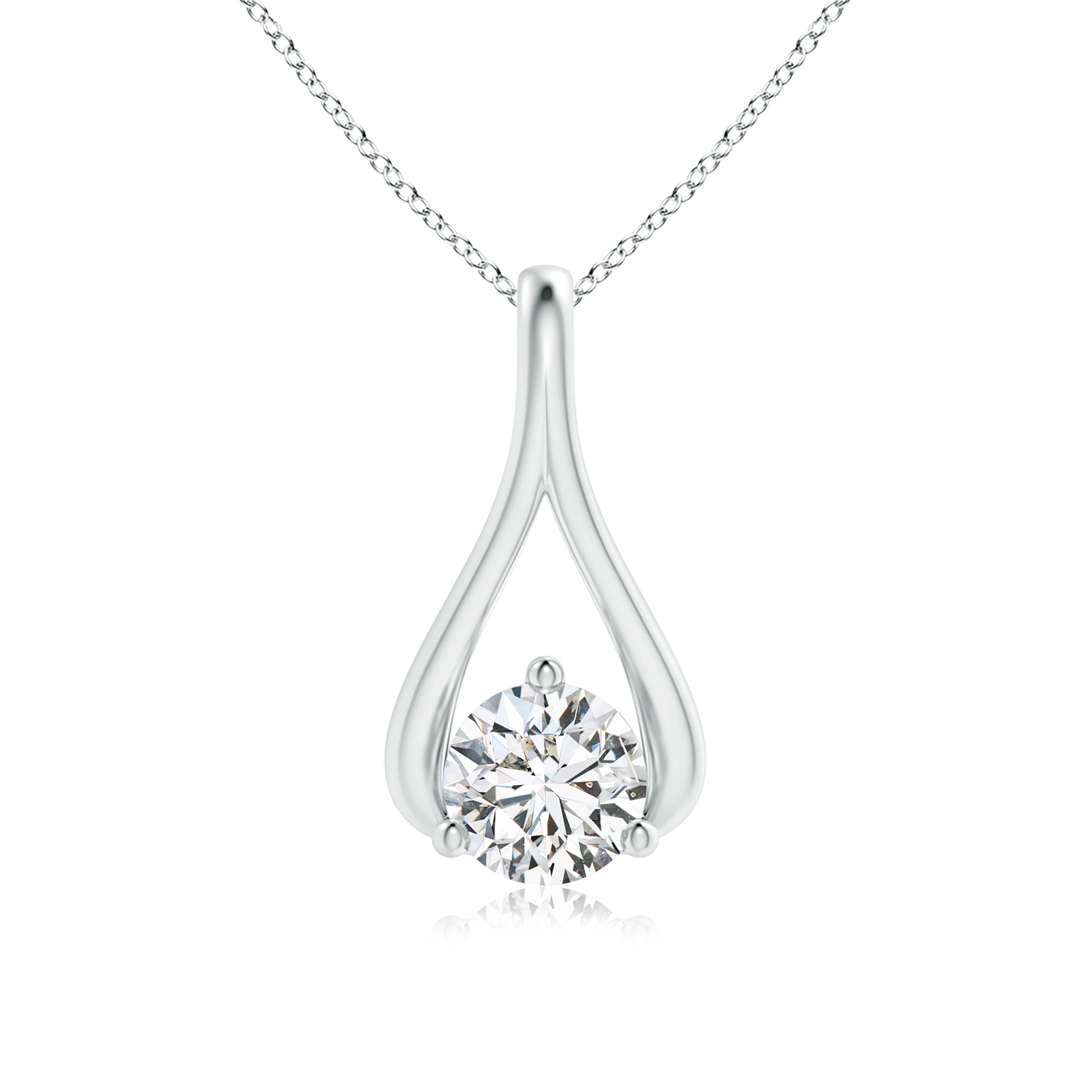 Solitaire Lab Grown Diamond Wishbone Drop Pendant