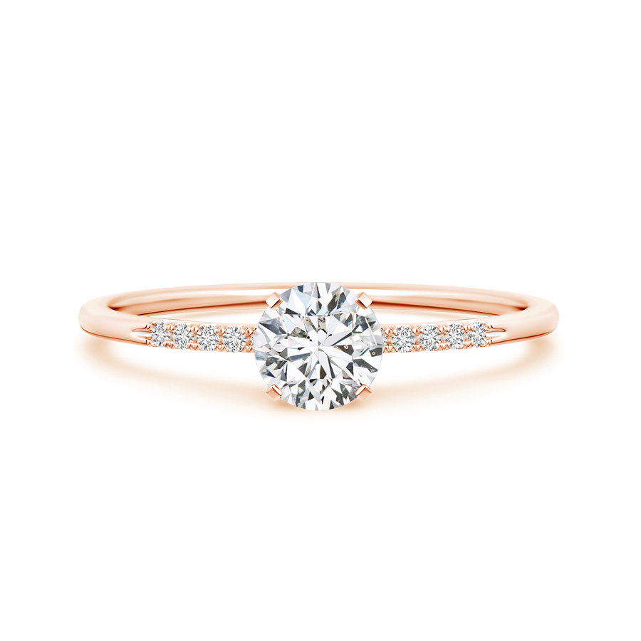 Classic Solitaire Round Lab Grown Diamond Ring with Accents