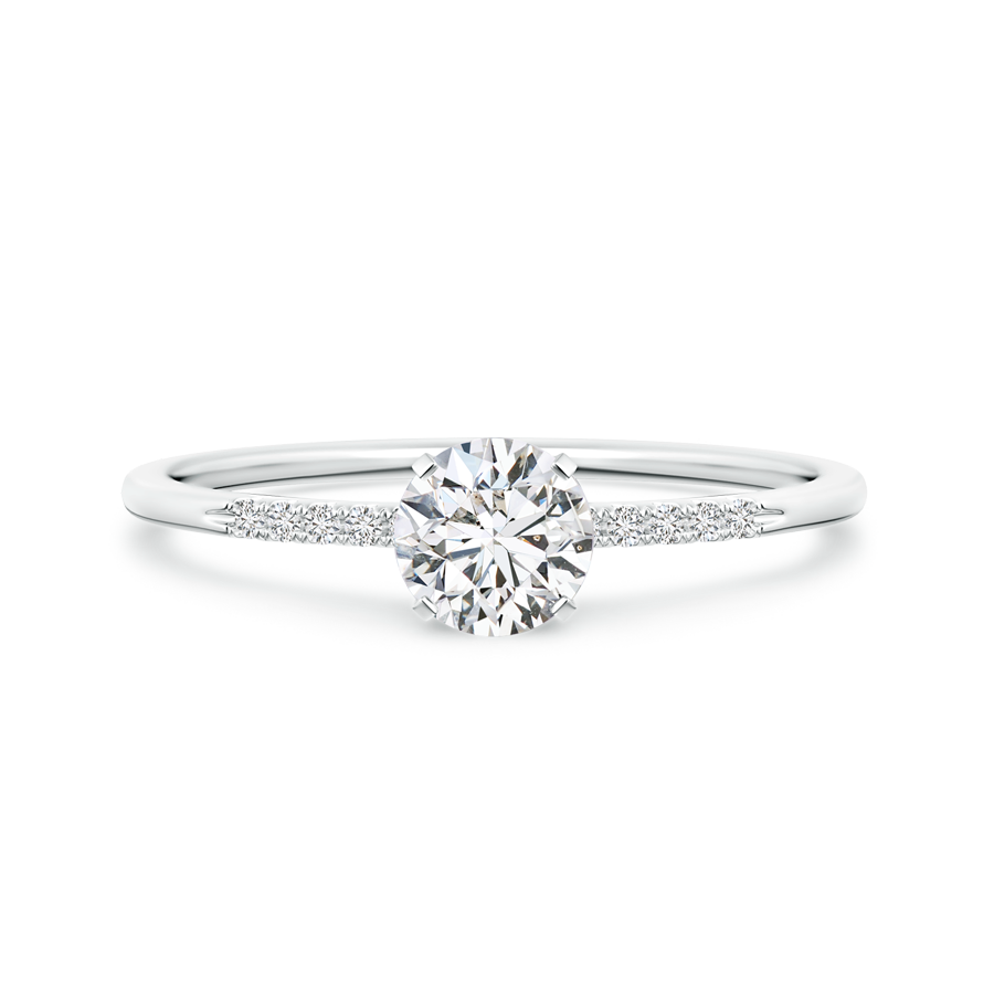 Classic Solitaire Round Lab Grown Diamond Ring with Accents