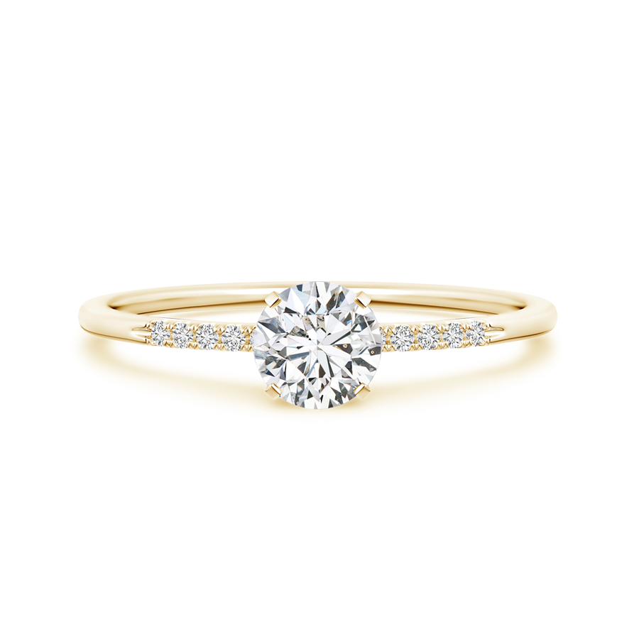 Classic Solitaire Round Lab Grown Diamond Ring with Accents