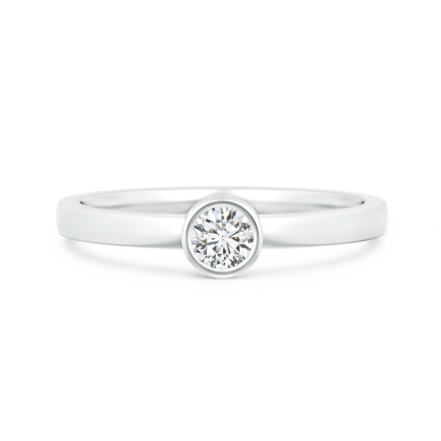 Bezel-Set Solitaire Round Lab Grown Diamond Stackable Ring