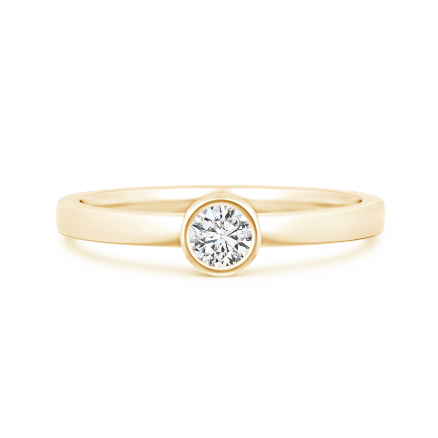 Bezel-Set Solitaire Round Lab Grown Diamond Stackable Ring