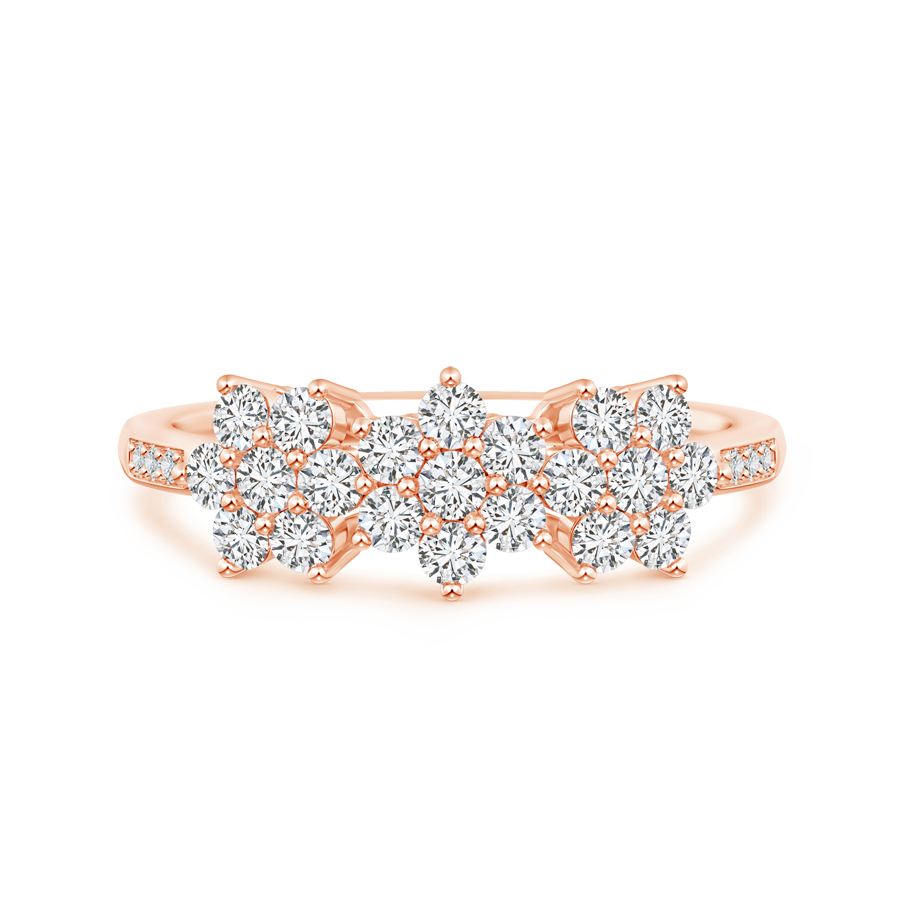 Classic Round Lab Grown Diamond Triple Flower Ring