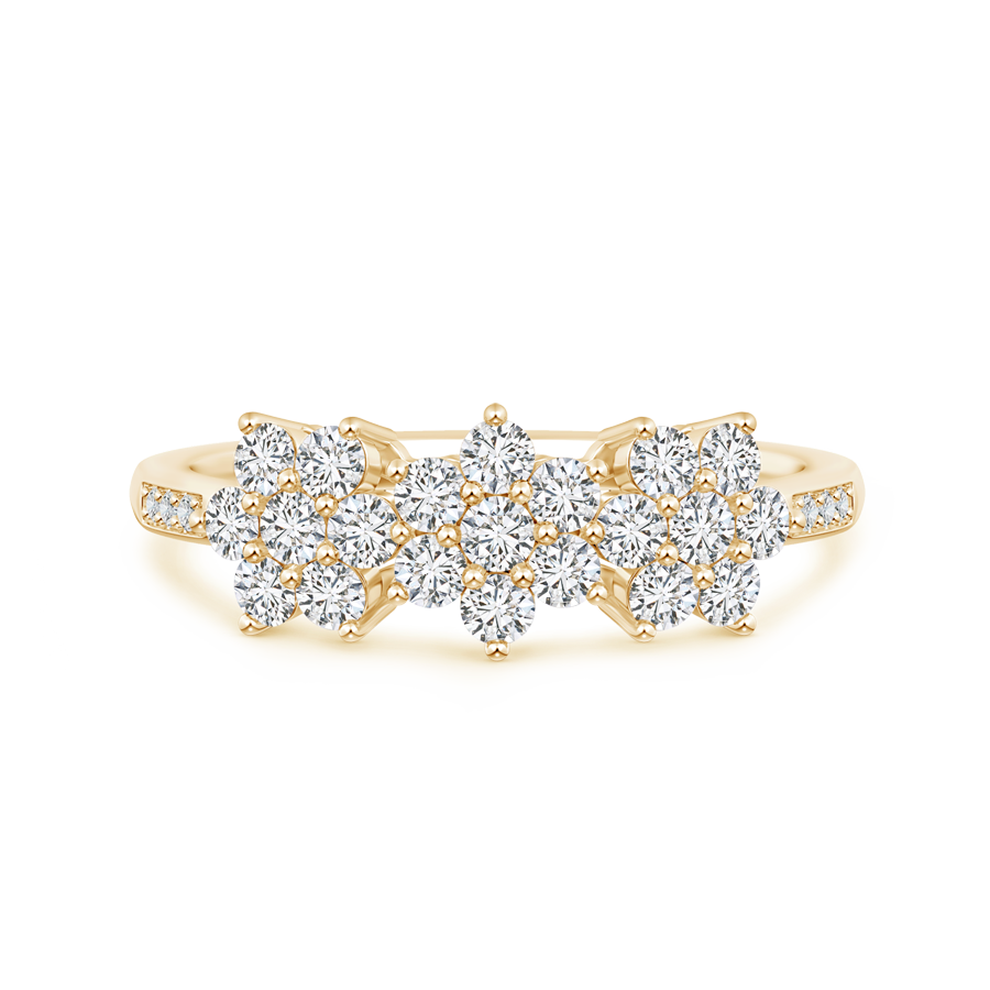 Classic Round Lab Grown Diamond Triple Flower Ring