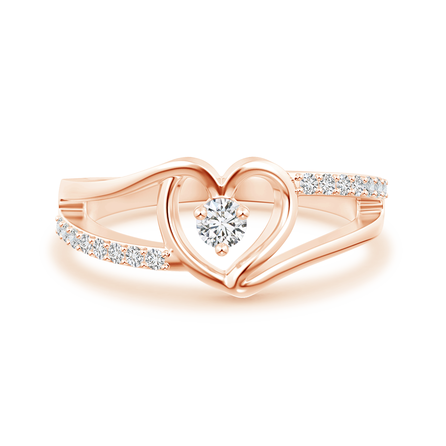 Round Lab Grown Diamond Heart Split Shank Ring
