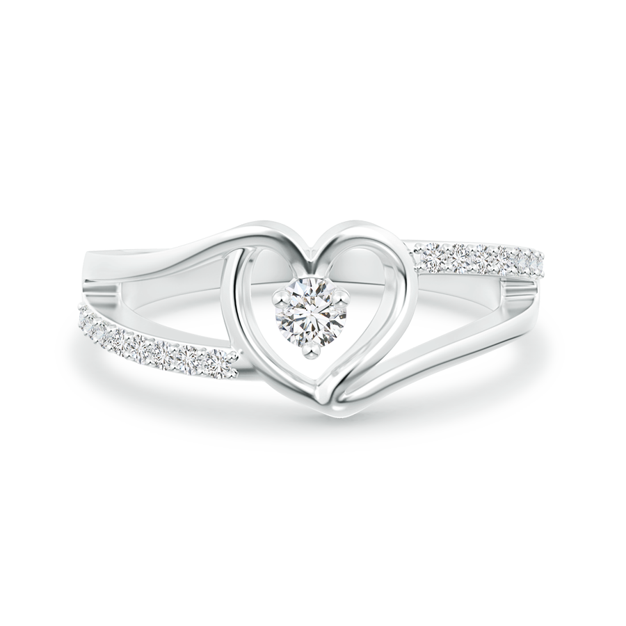 Round Lab Grown Diamond Heart Split Shank Ring