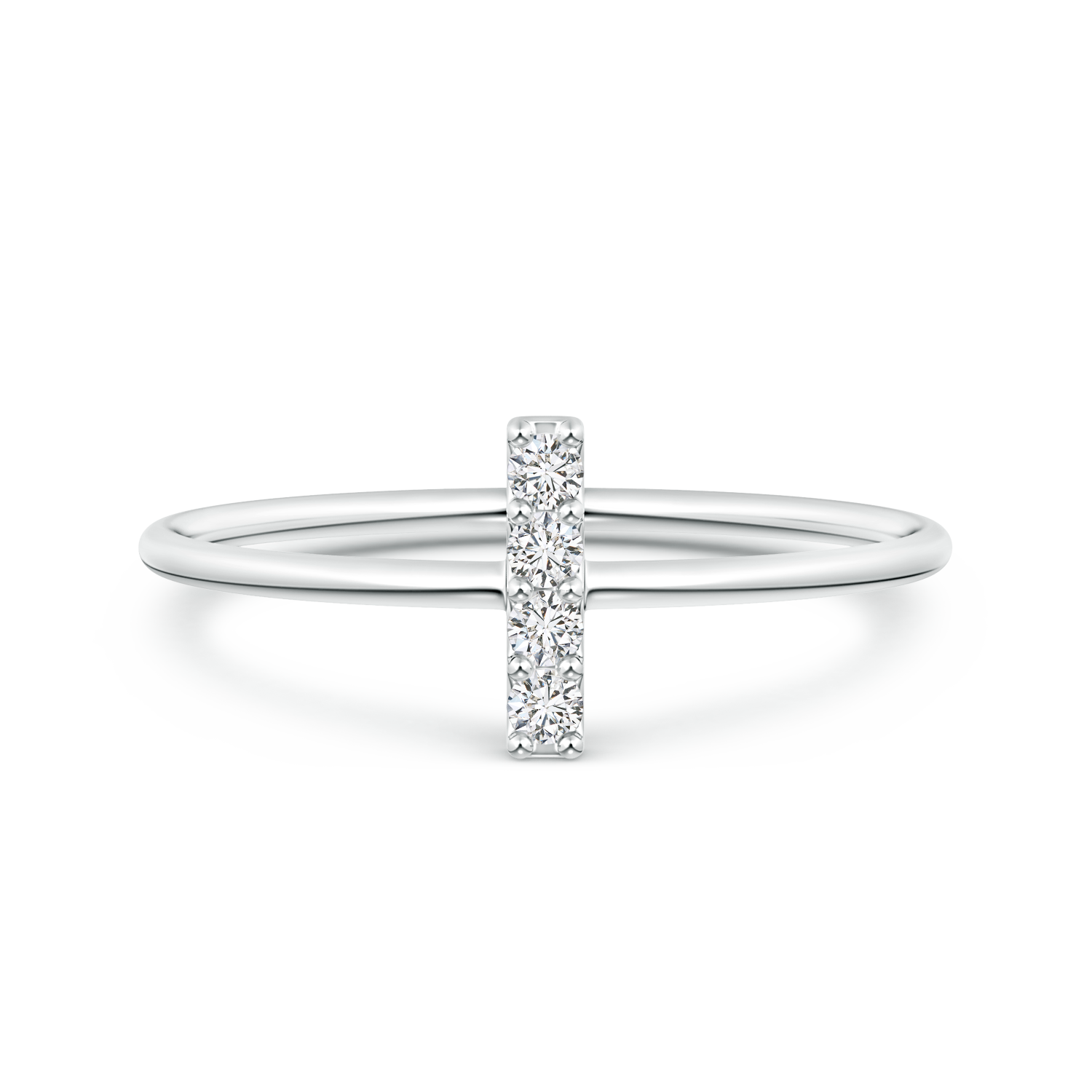 Round Lab Grown Diamond Vertical Bar Ring