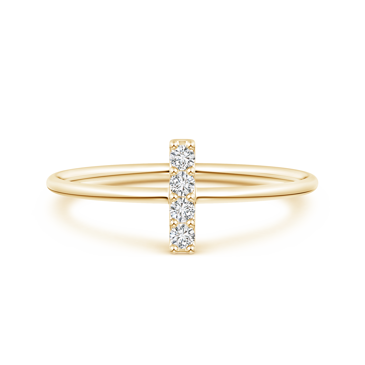 Round Lab Grown Diamond Vertical Bar Ring