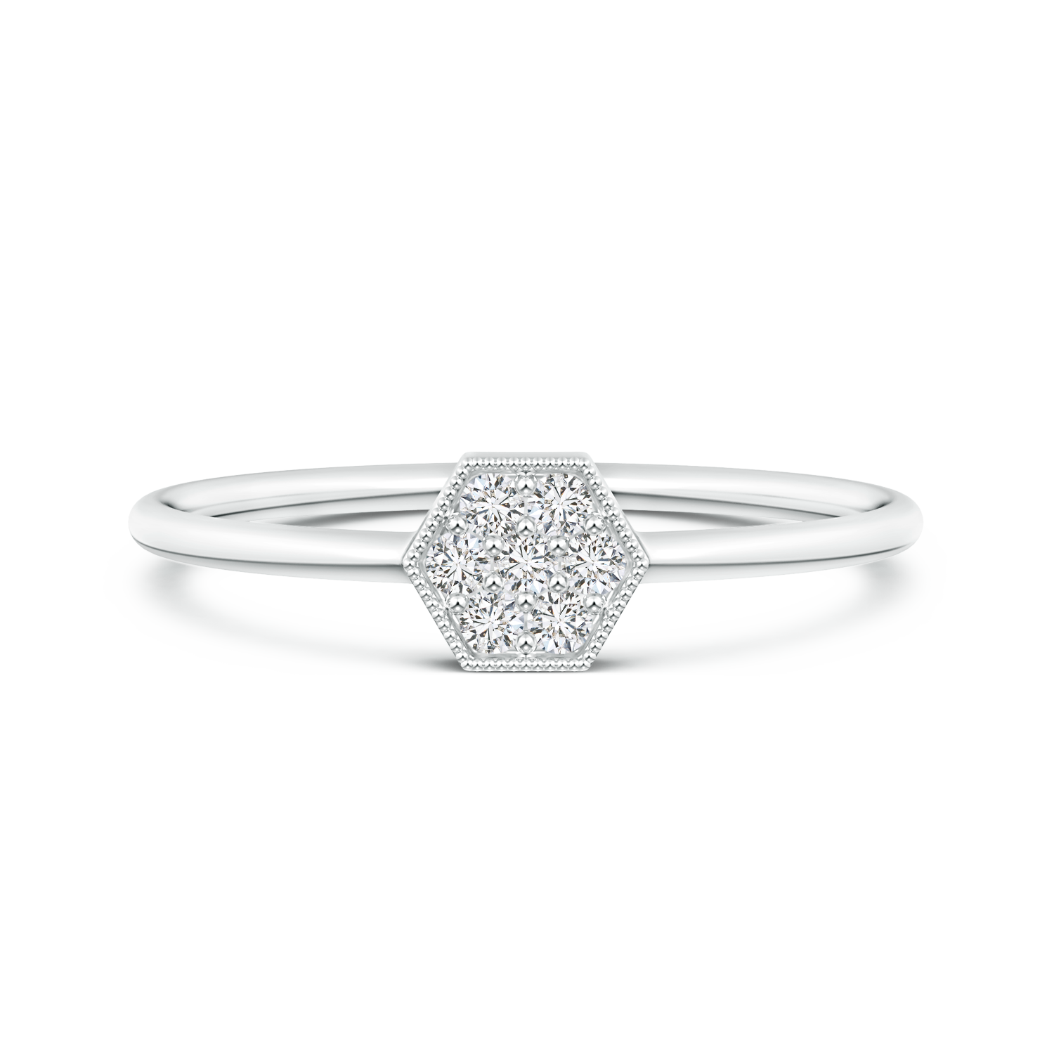 Round Lab Grown Diamond Hexagon Ring