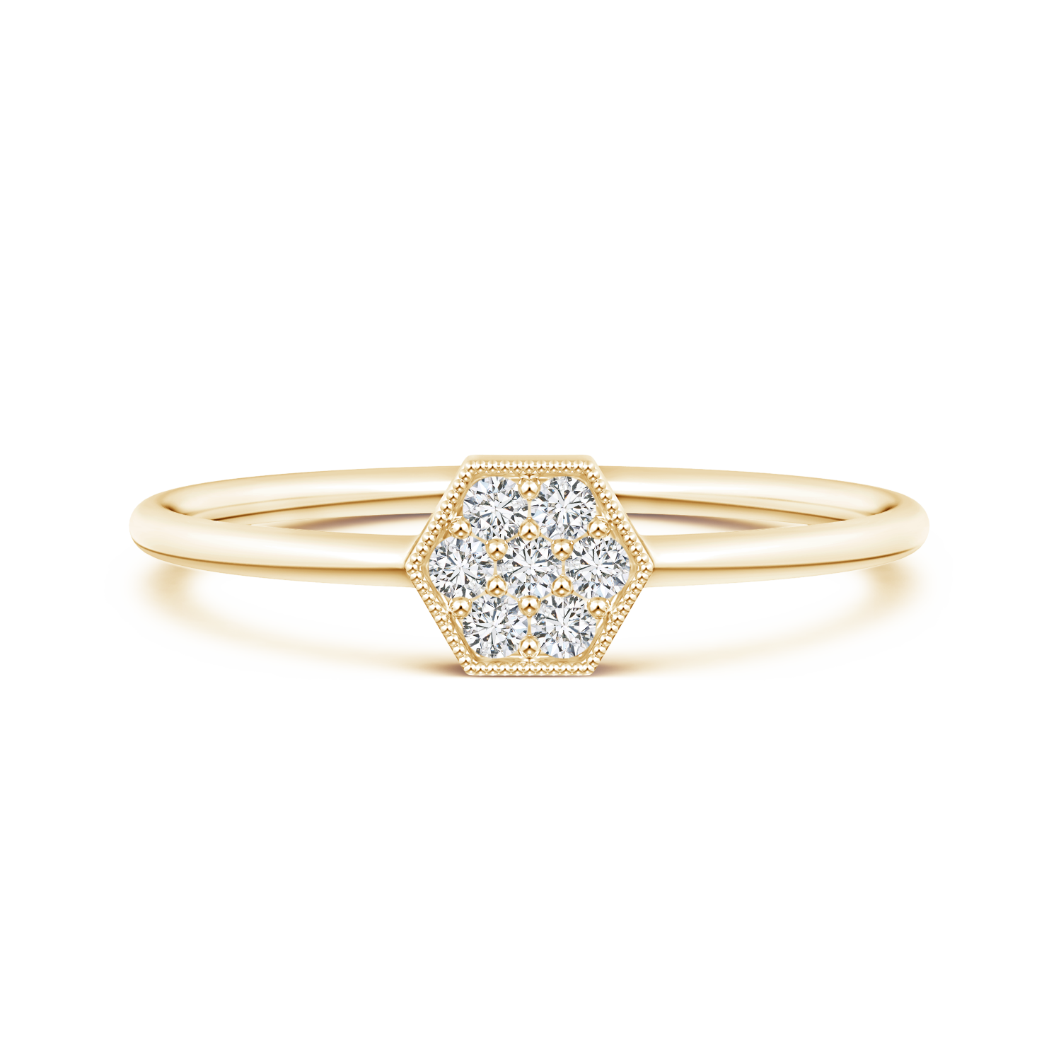 Round Lab Grown Diamond Hexagon Ring