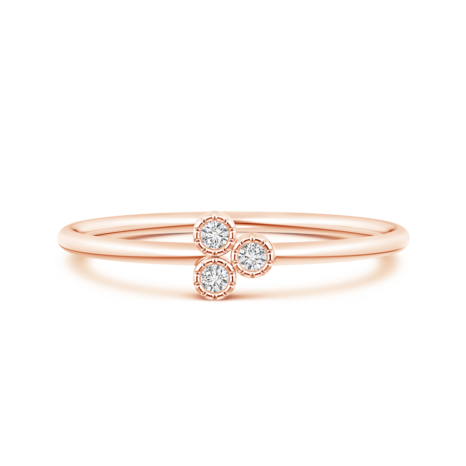 Bezel Set Round Lab Grown Diamond Trio Ring