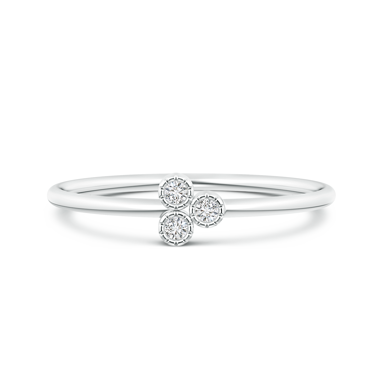 Bezel Set Round Lab Grown Diamond Trio Ring