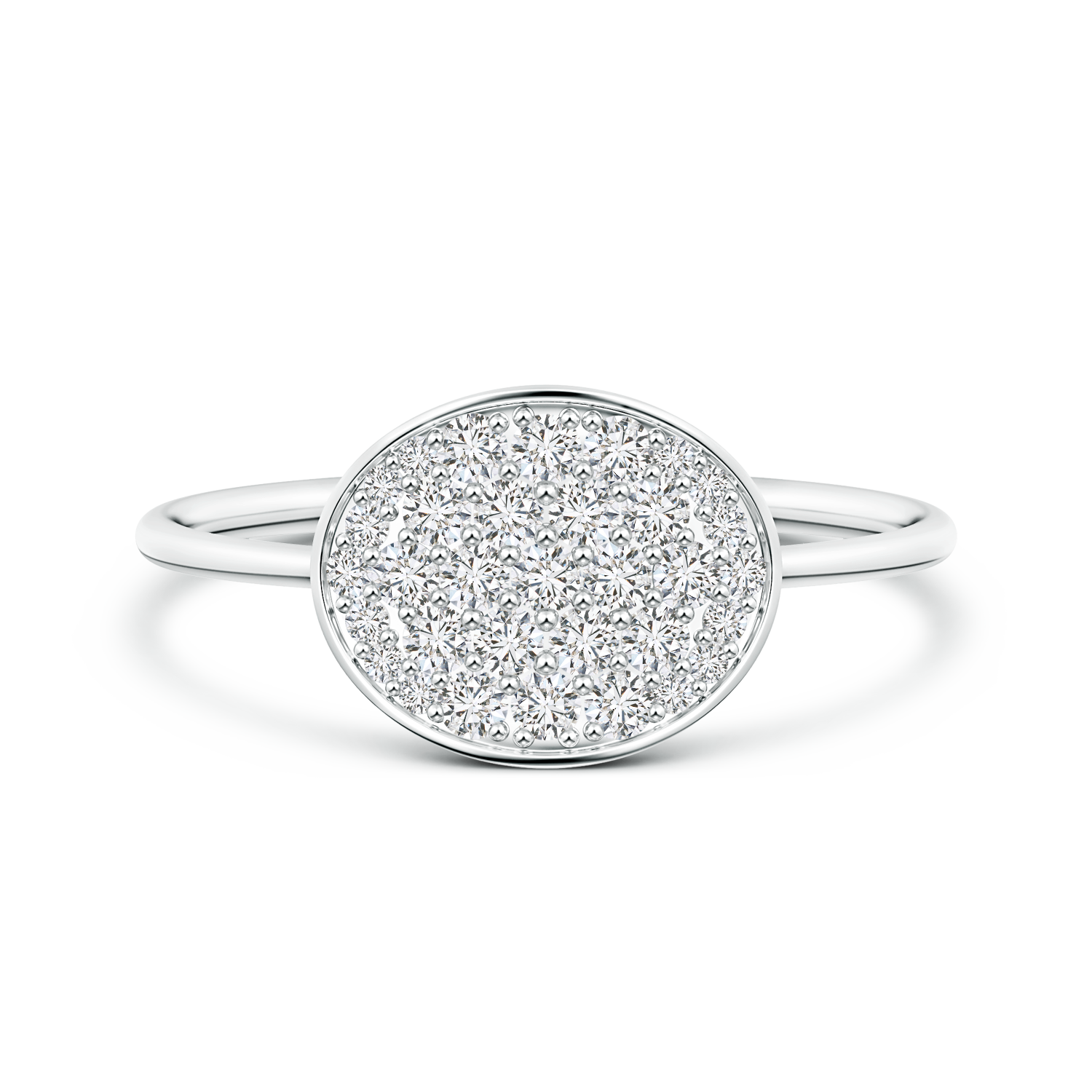 Pave-Set Lab Grown Diamond Oval Cluster Ring