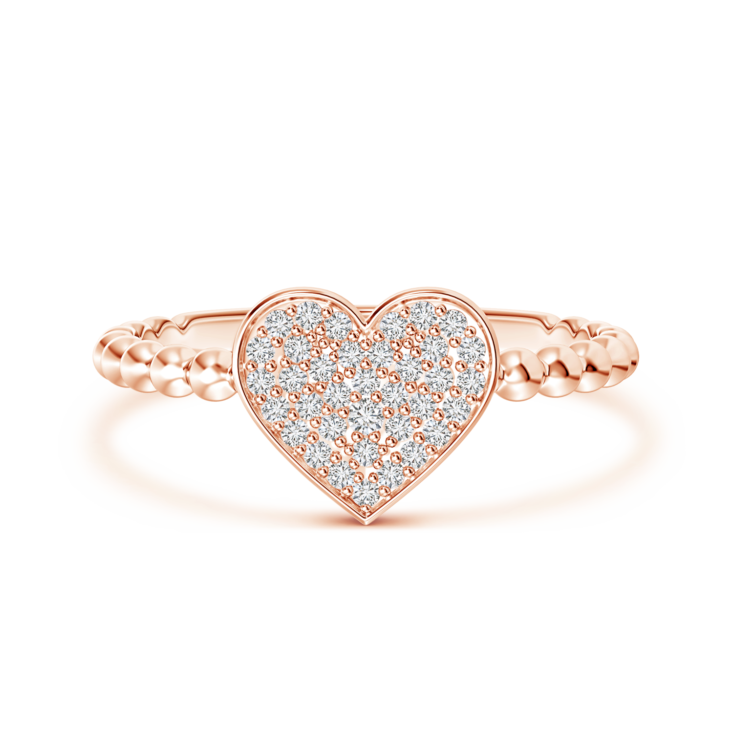 Lab Grown Diamond Heart Cluster Ring with Beaded Shank