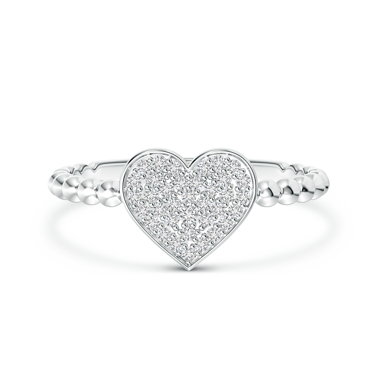 Lab Grown Diamond Heart Cluster Ring with Beaded Shank