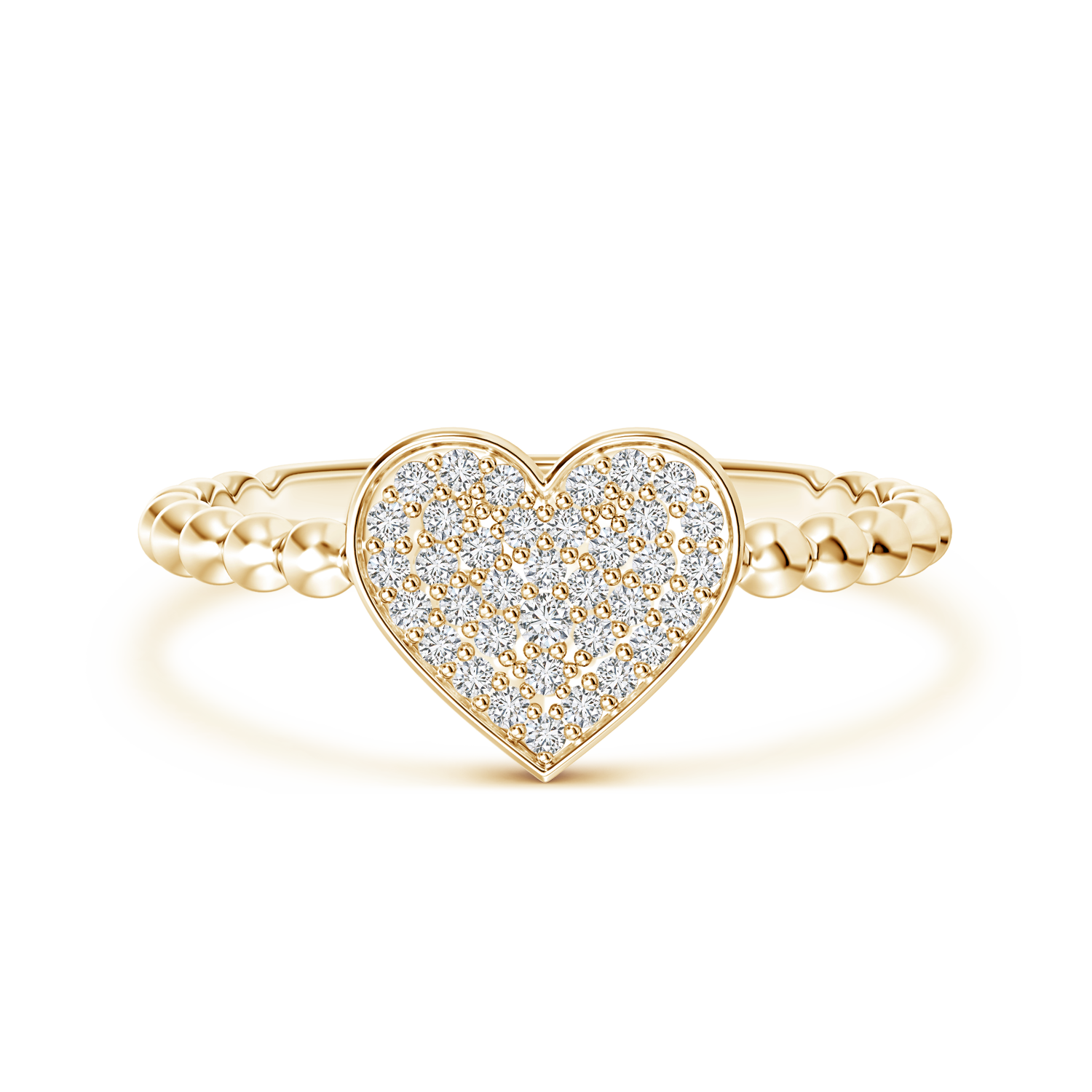 Lab Grown Diamond Heart Cluster Ring with Beaded Shank