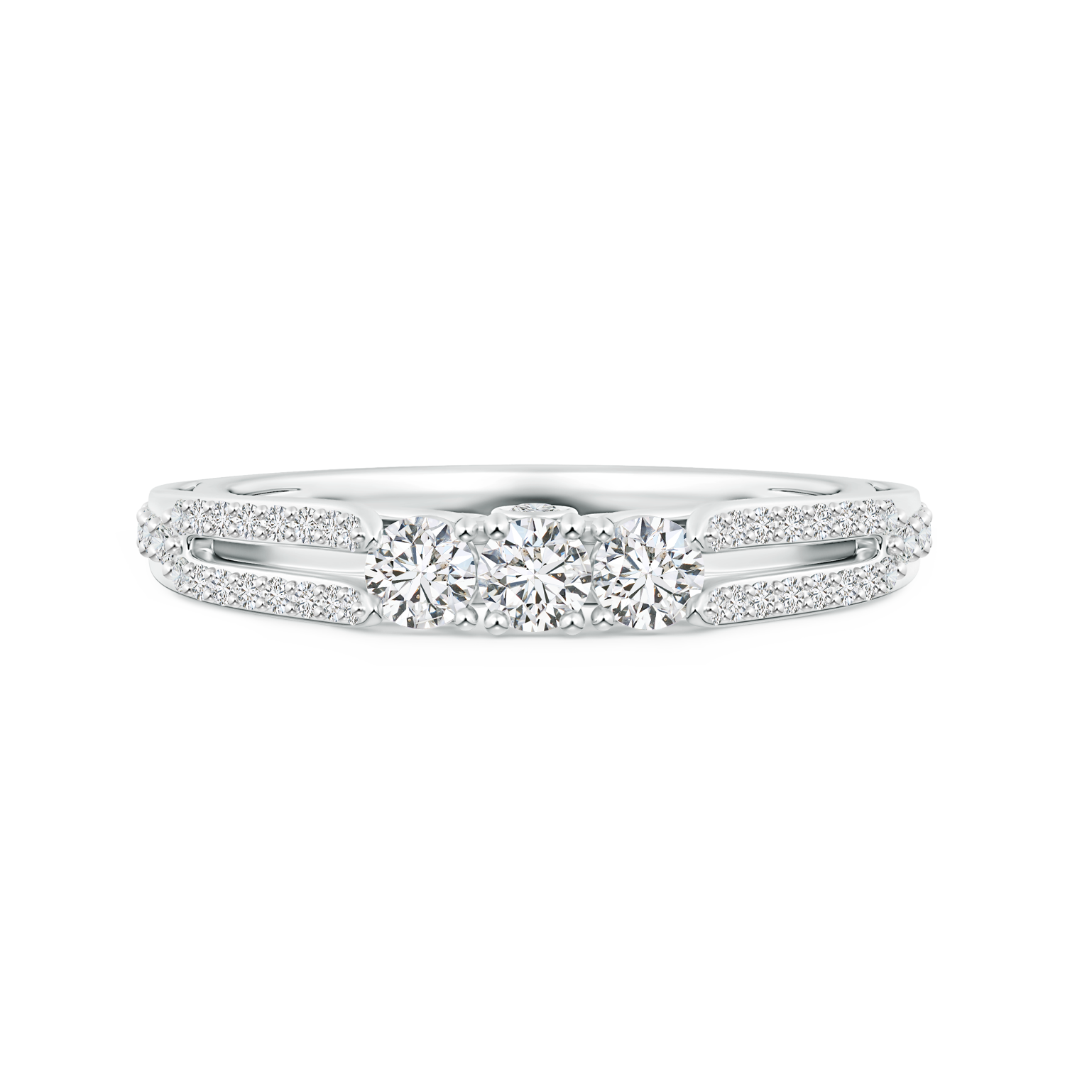 Lab Grown Diamond Three Stone Ring with Filigree