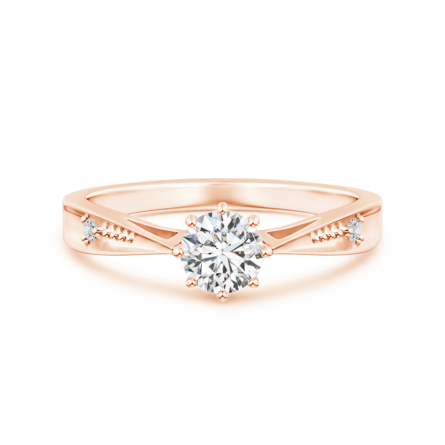 Tapered Shank Lab Grown Diamond Solitaire Ring with Accents