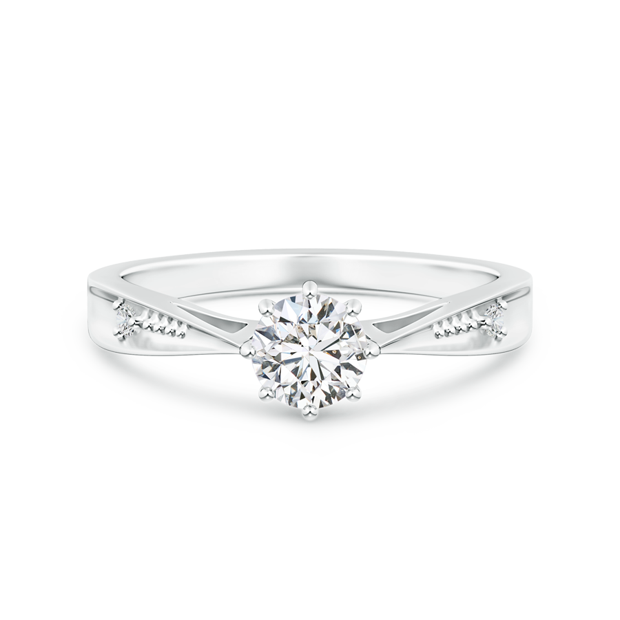 Tapered Shank Lab Grown Diamond Solitaire Ring with Accents