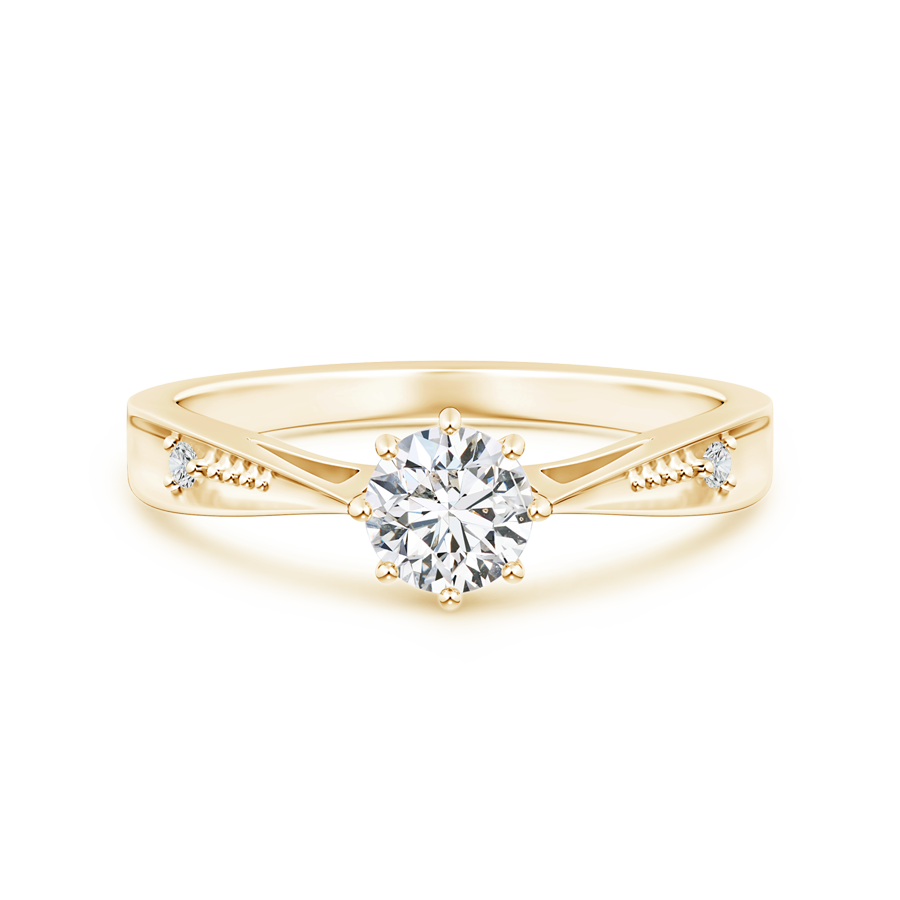 Tapered Shank Lab Grown Diamond Solitaire Ring with Accents