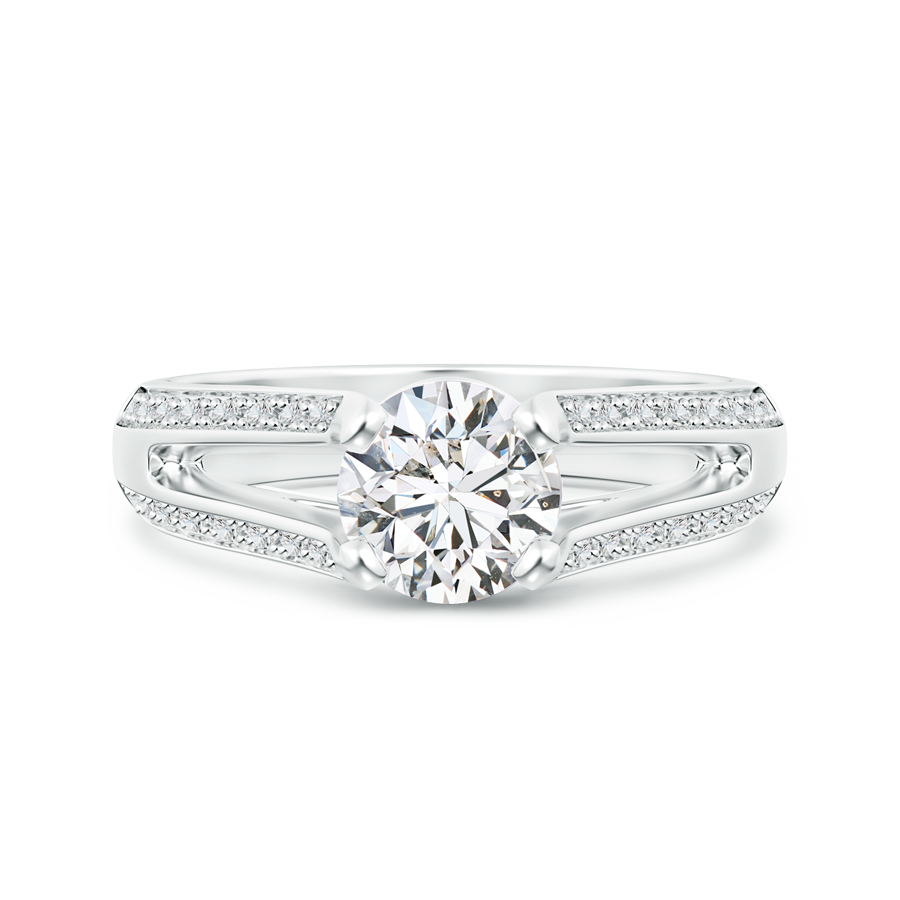 Round Lab Grown Diamond Split Shank Engagement Ring